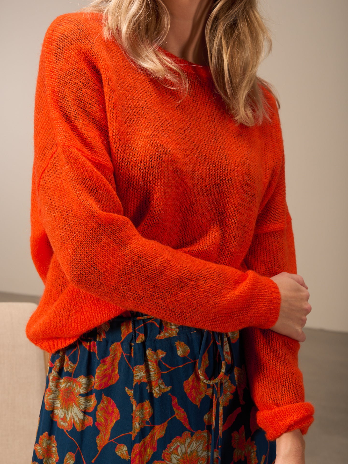 Knitted sweater with wool
