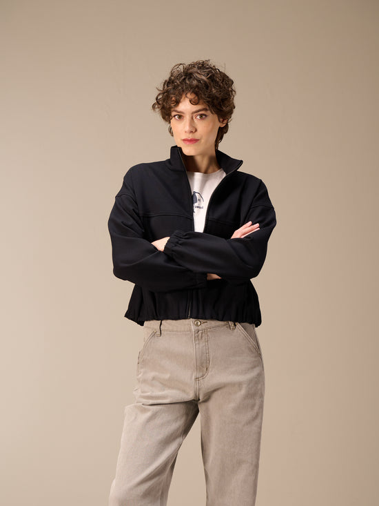 Sweatshirt jacket with zipper