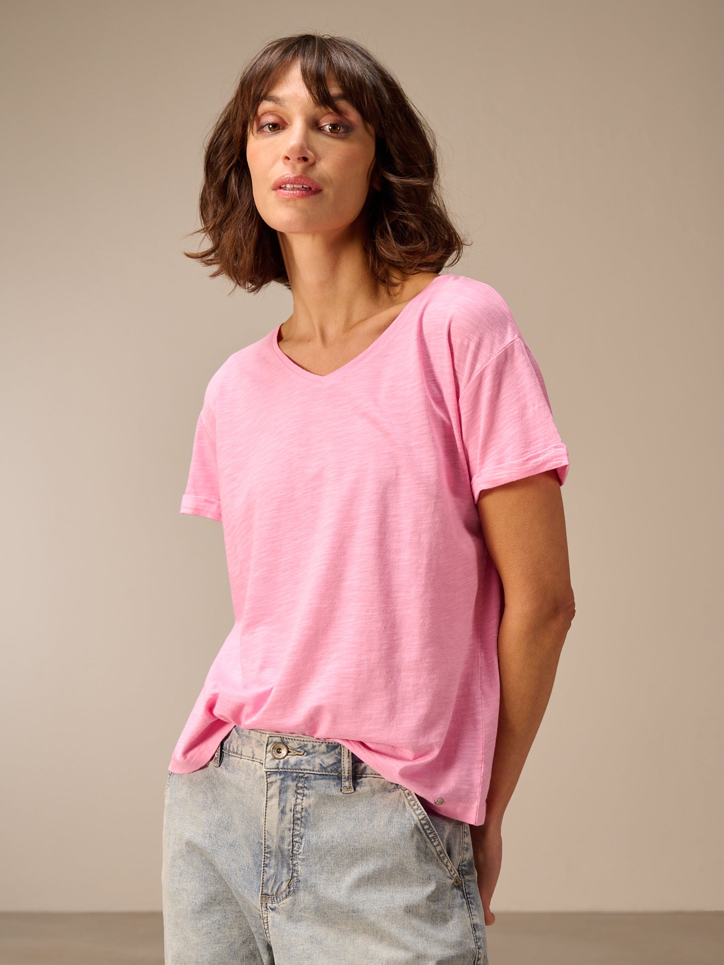 Shirt with V-neck