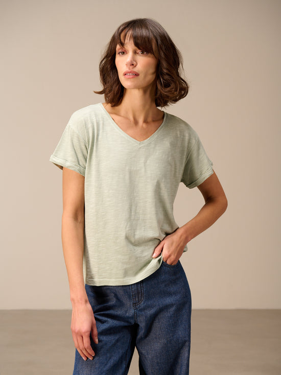 Shirt with V-neck