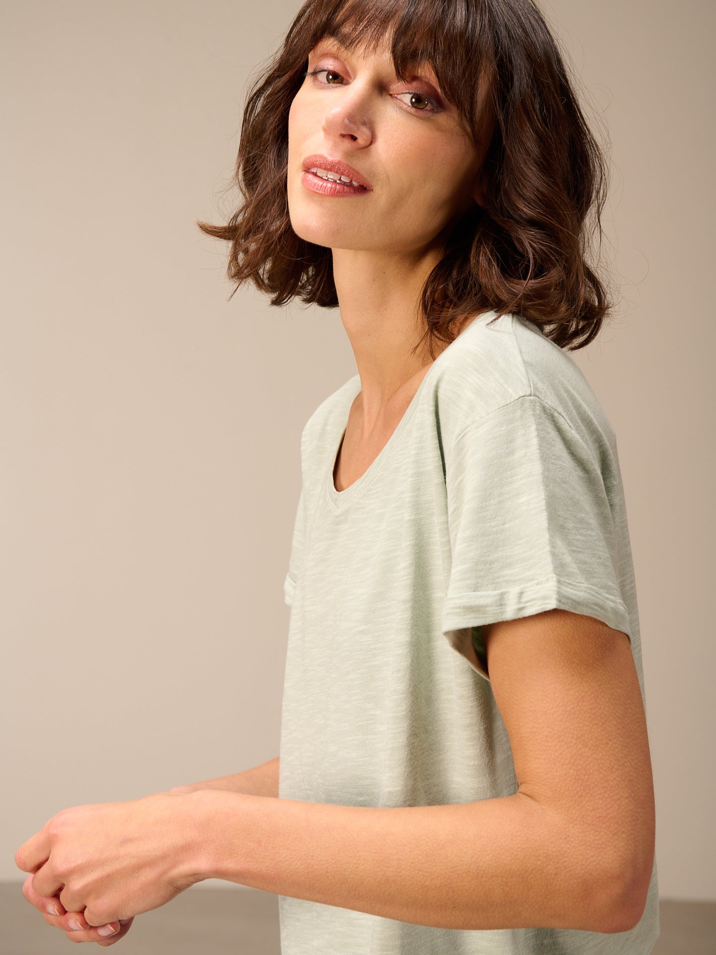 Shirt with V-neck