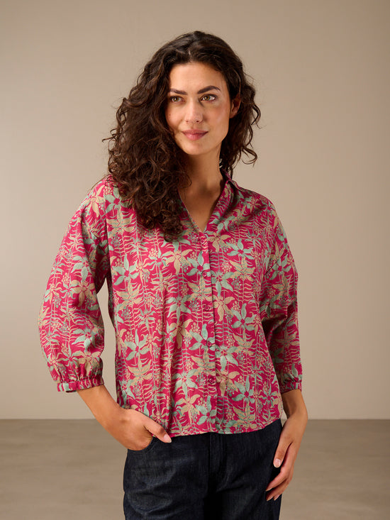 Blouse with button placket