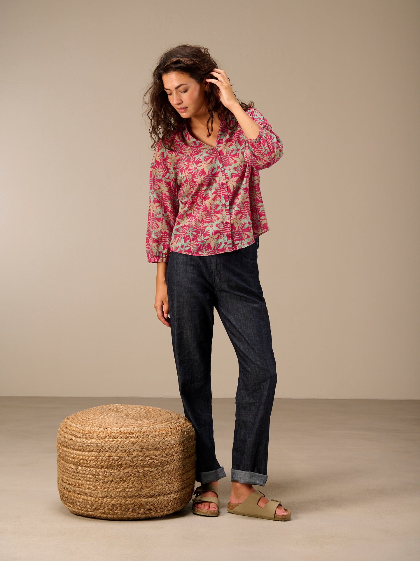 Blouse with button placket