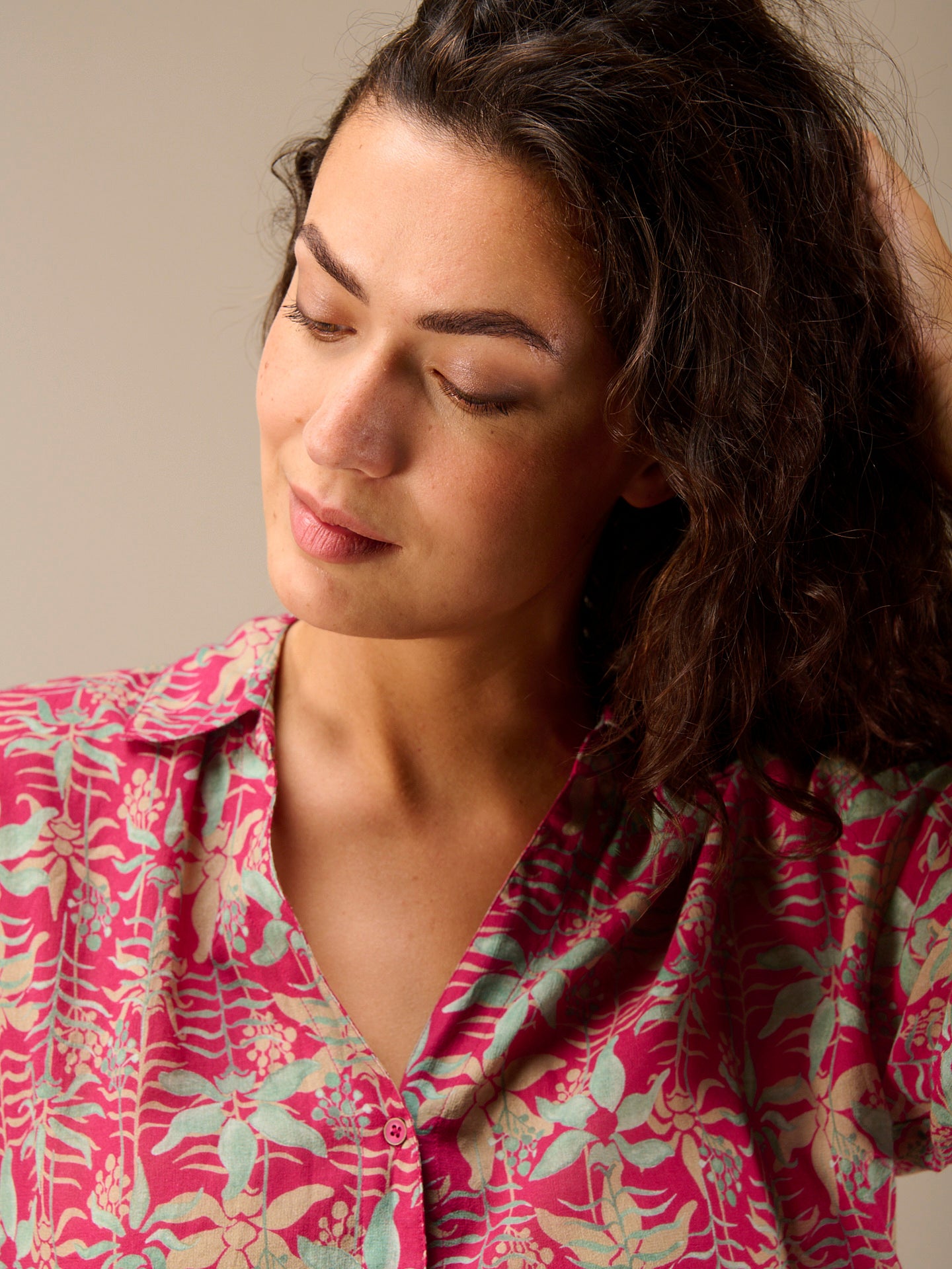 Blouse with button placket