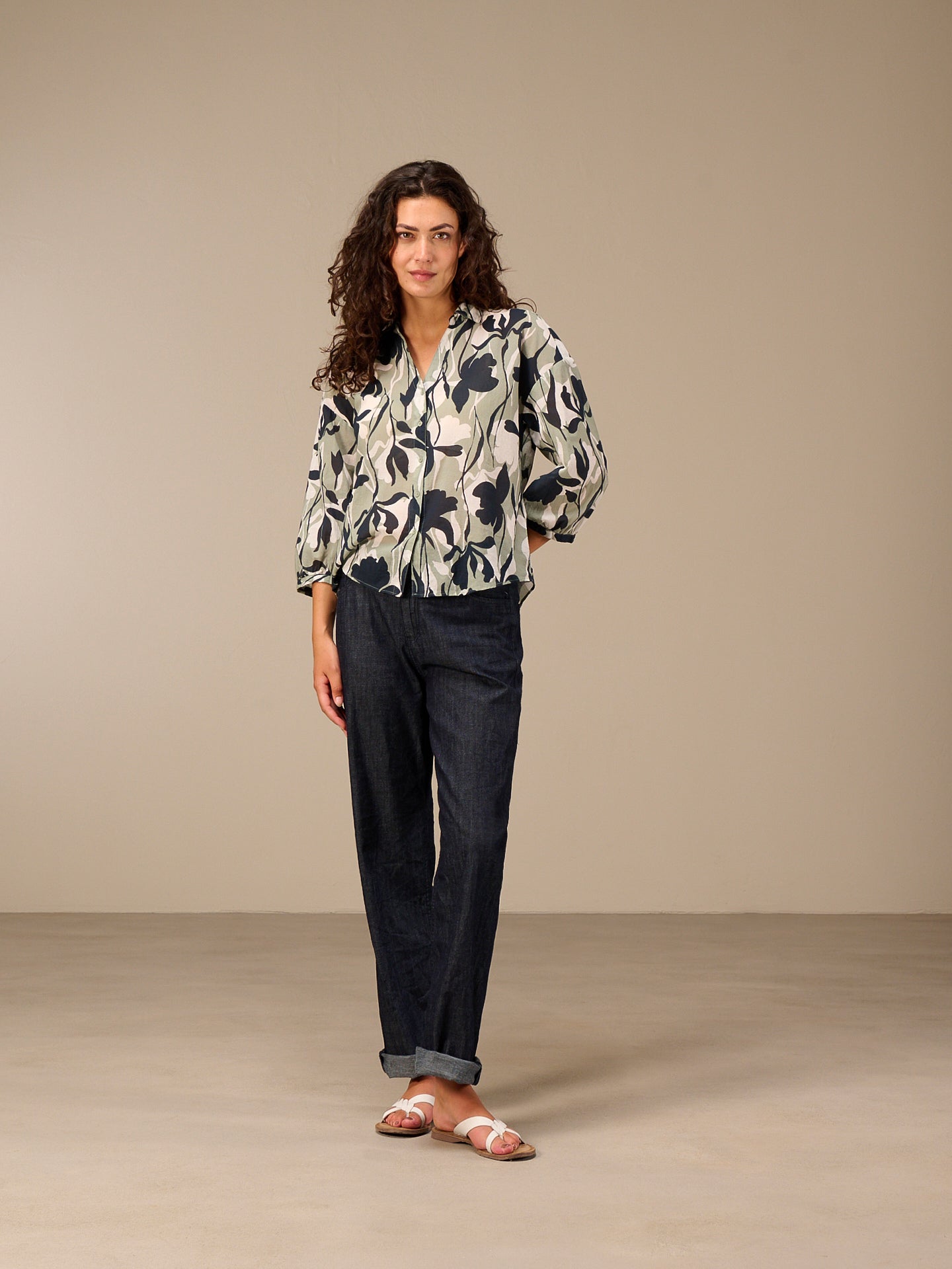 Blouse with button placket