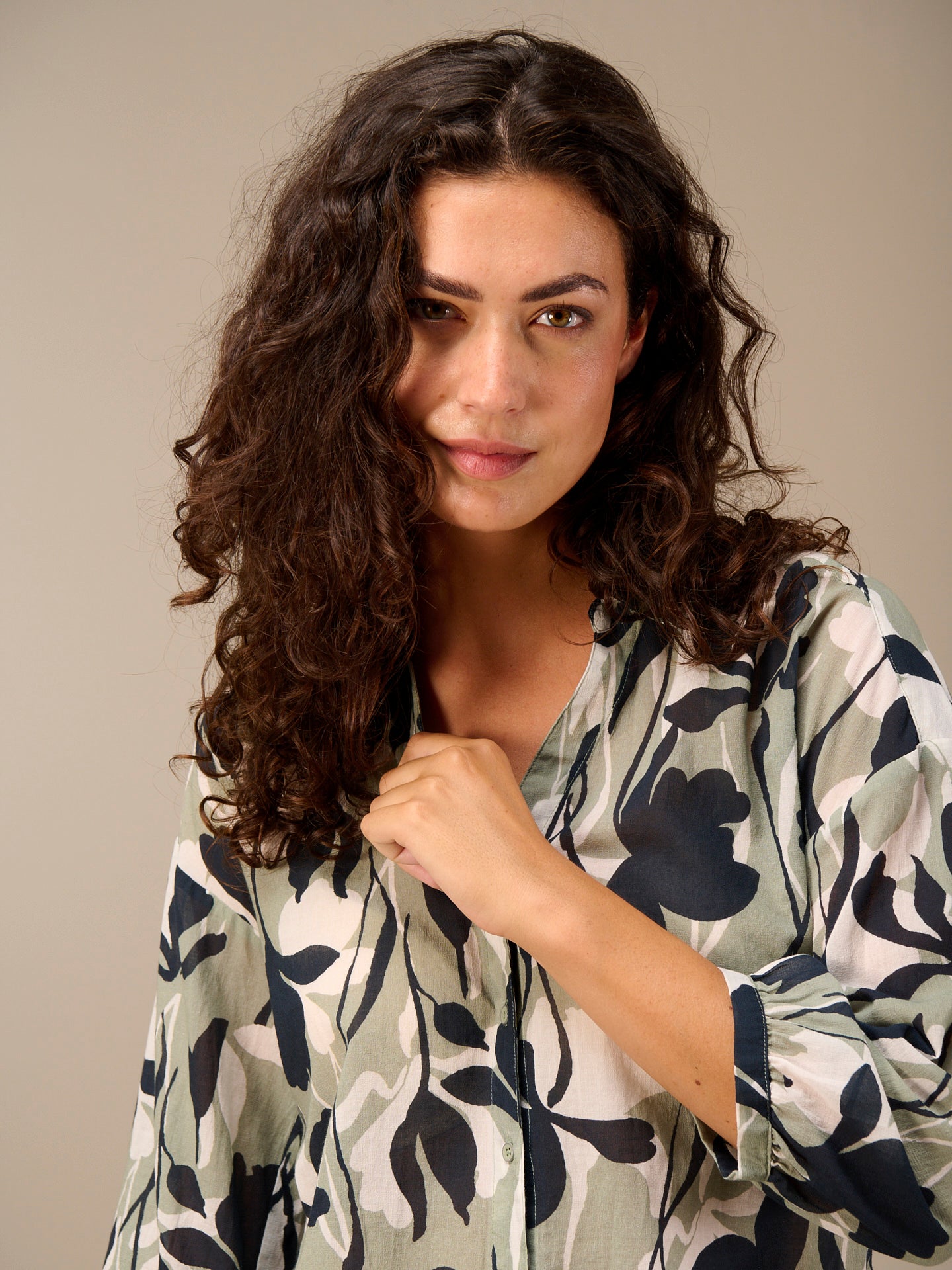 Blouse with button placket