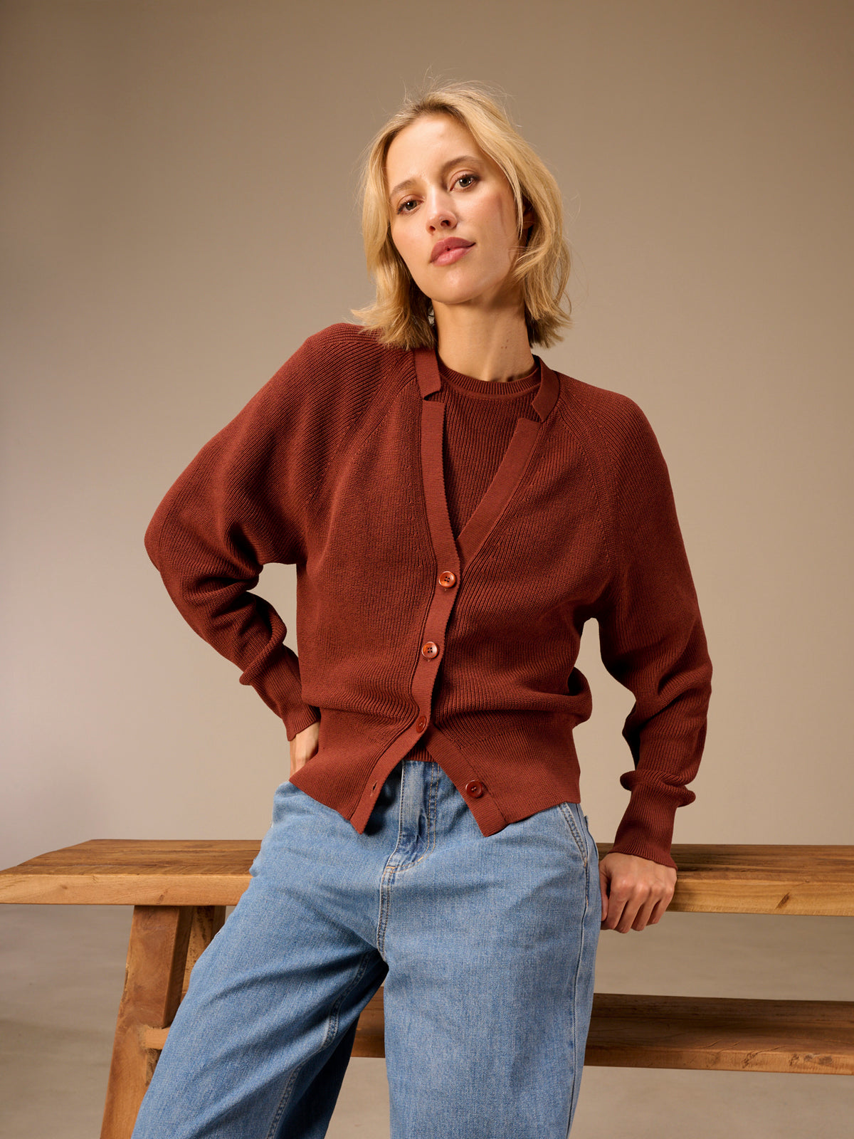 V-neck cardigan