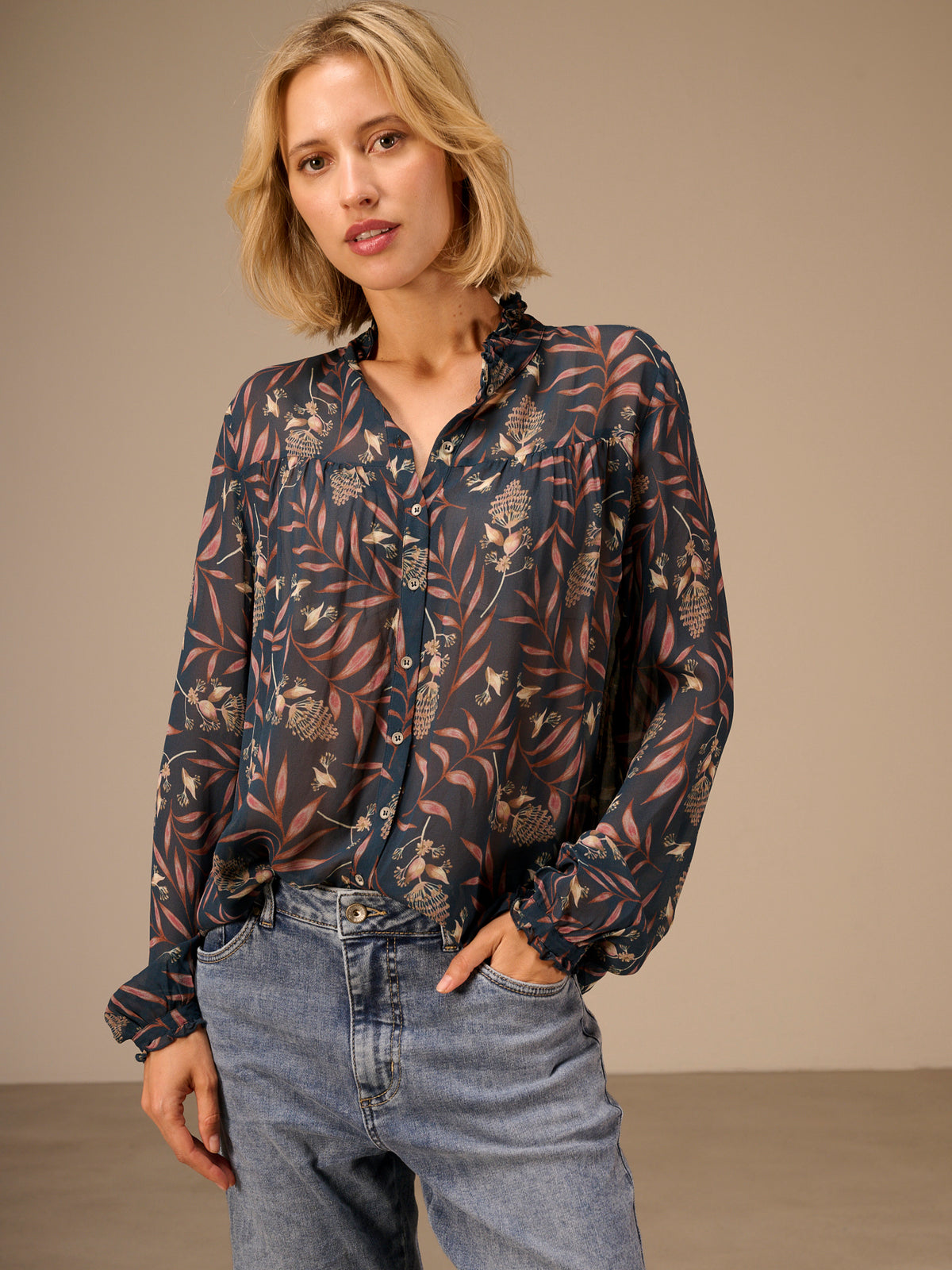 Blouse with ruffle detail