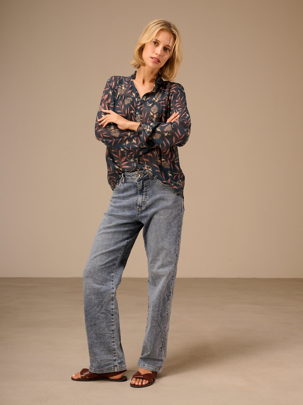Blouse with ruffle detail