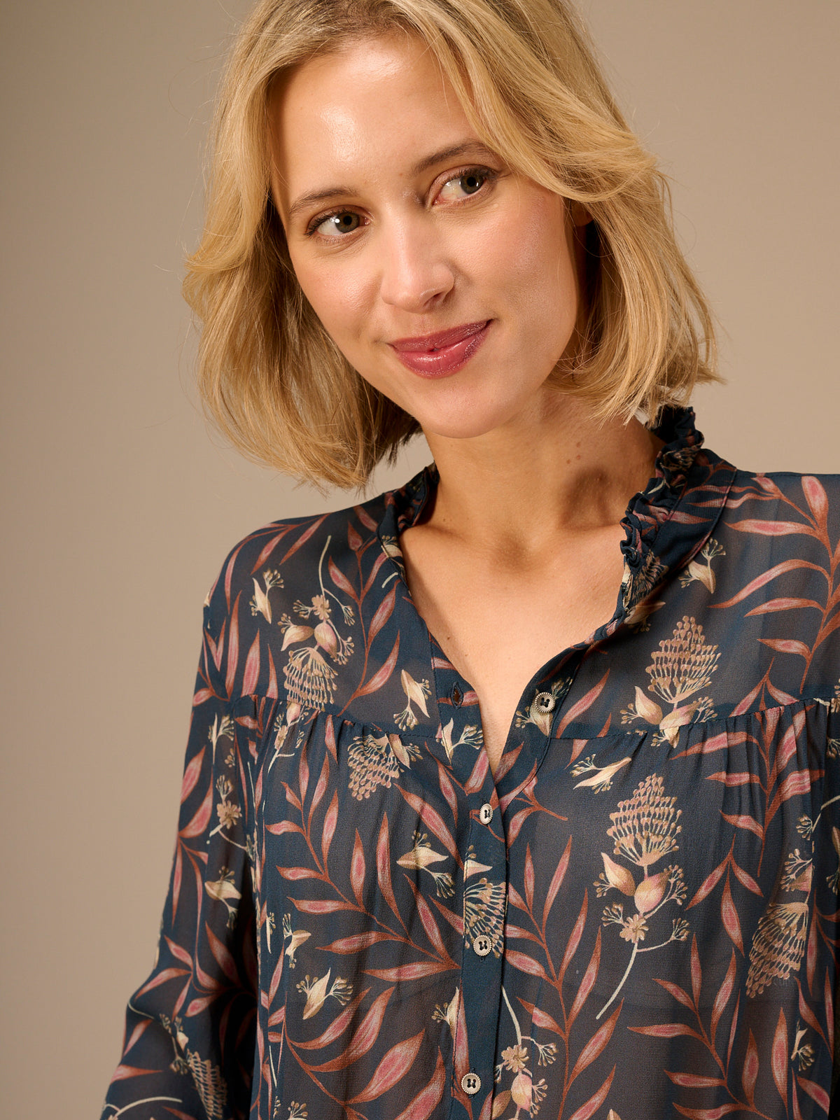 Blouse with ruffle detail