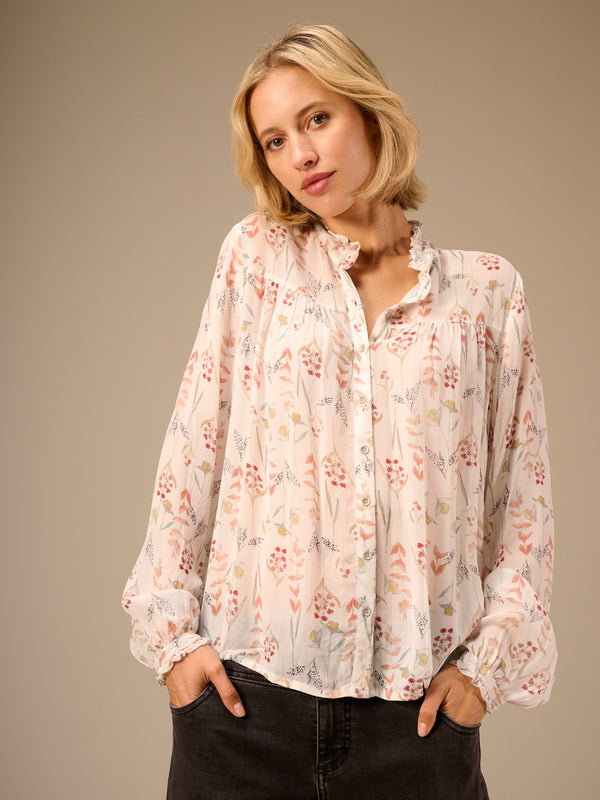 Blouse with ruffle detail