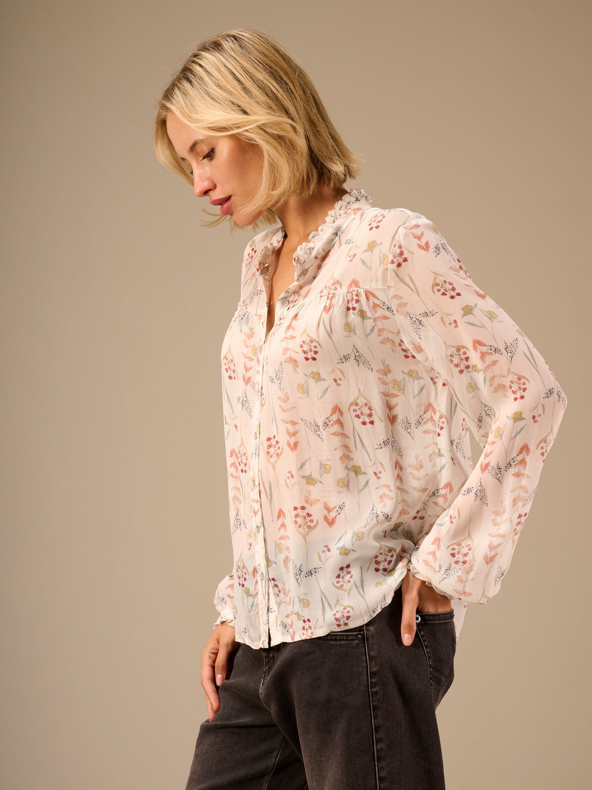 Blouse with ruffle detail