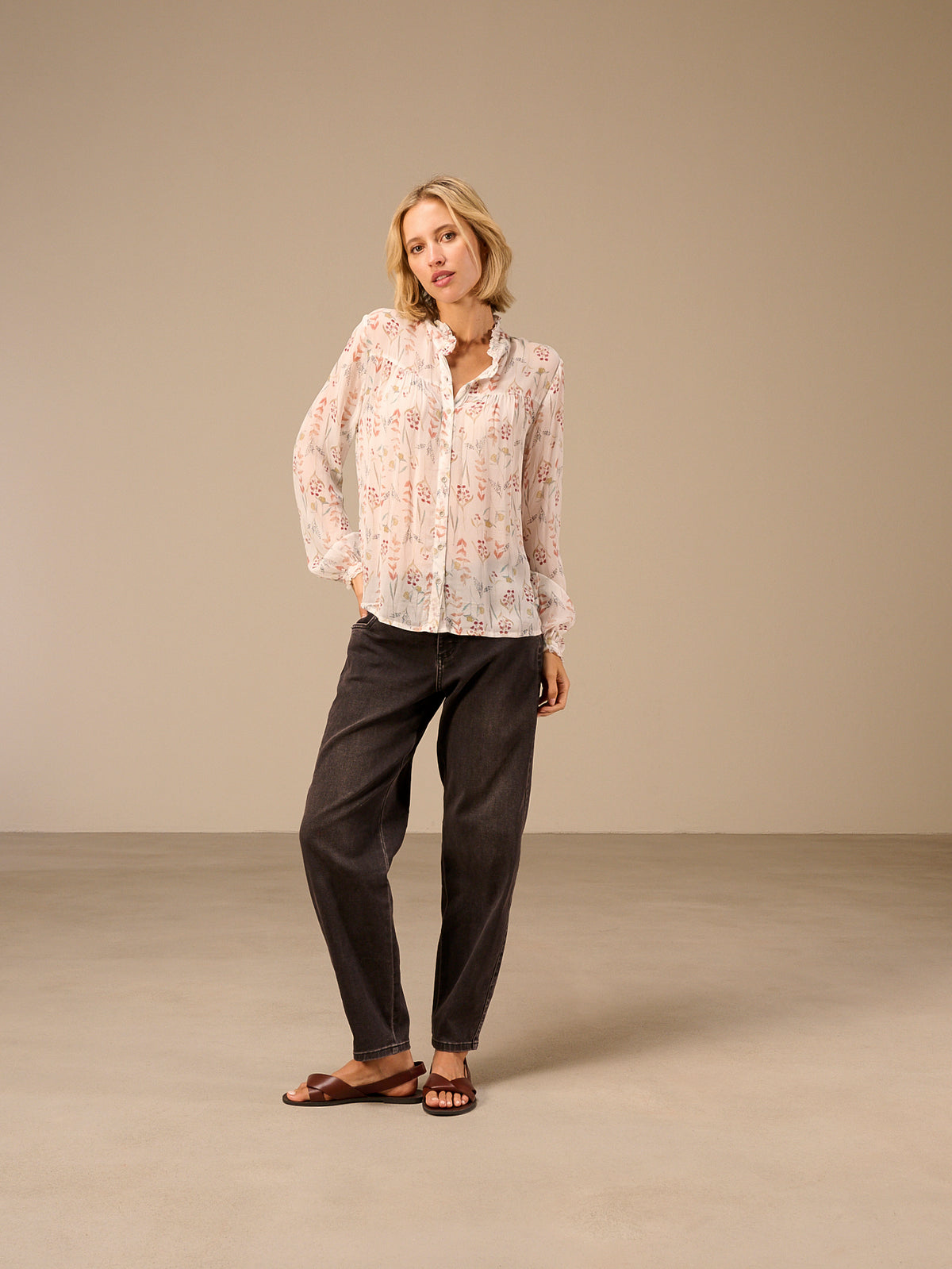 Blouse with ruffle detail