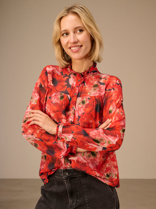 Blouse with ruffle detail