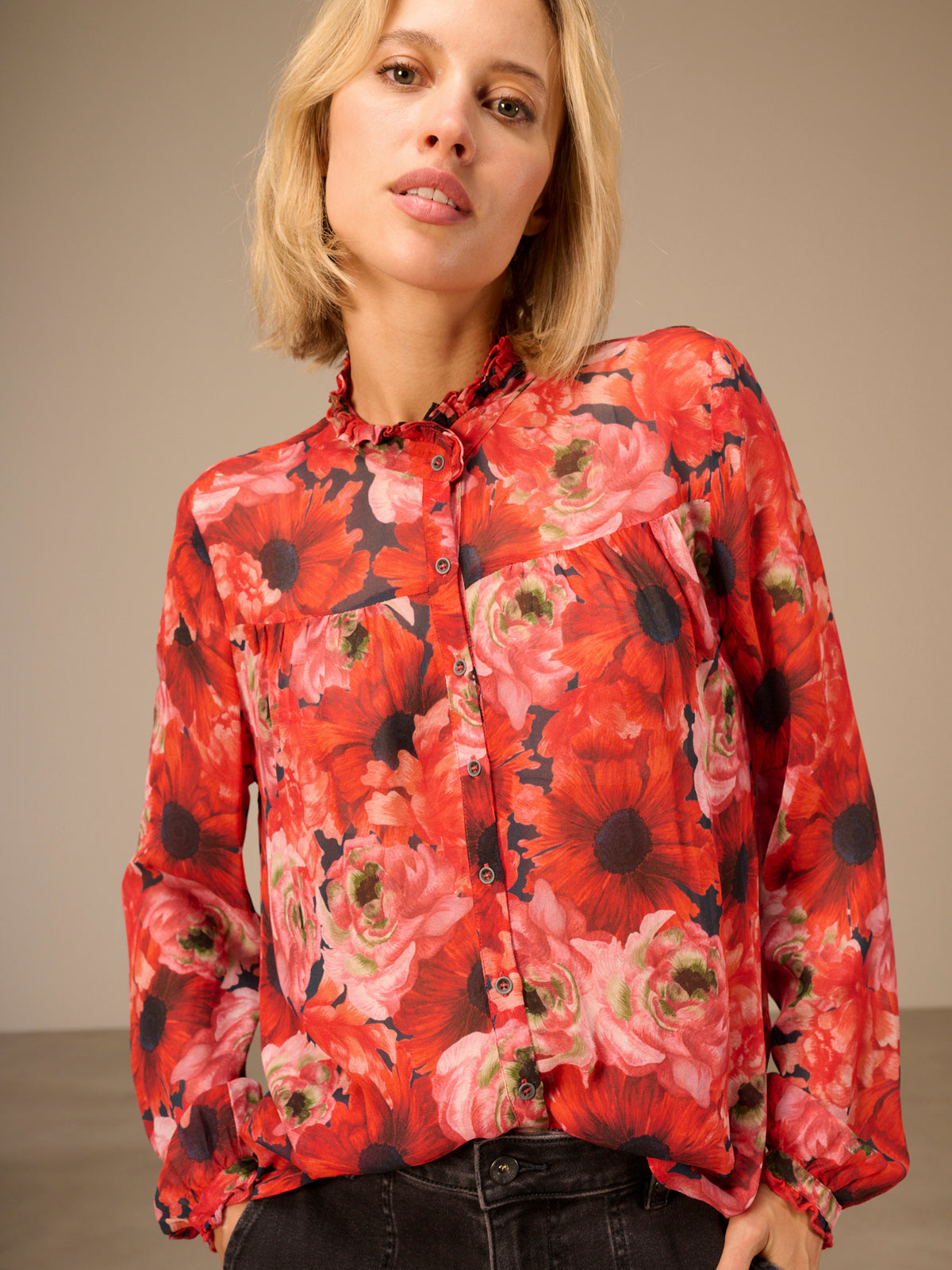 Blouse with ruffle detail