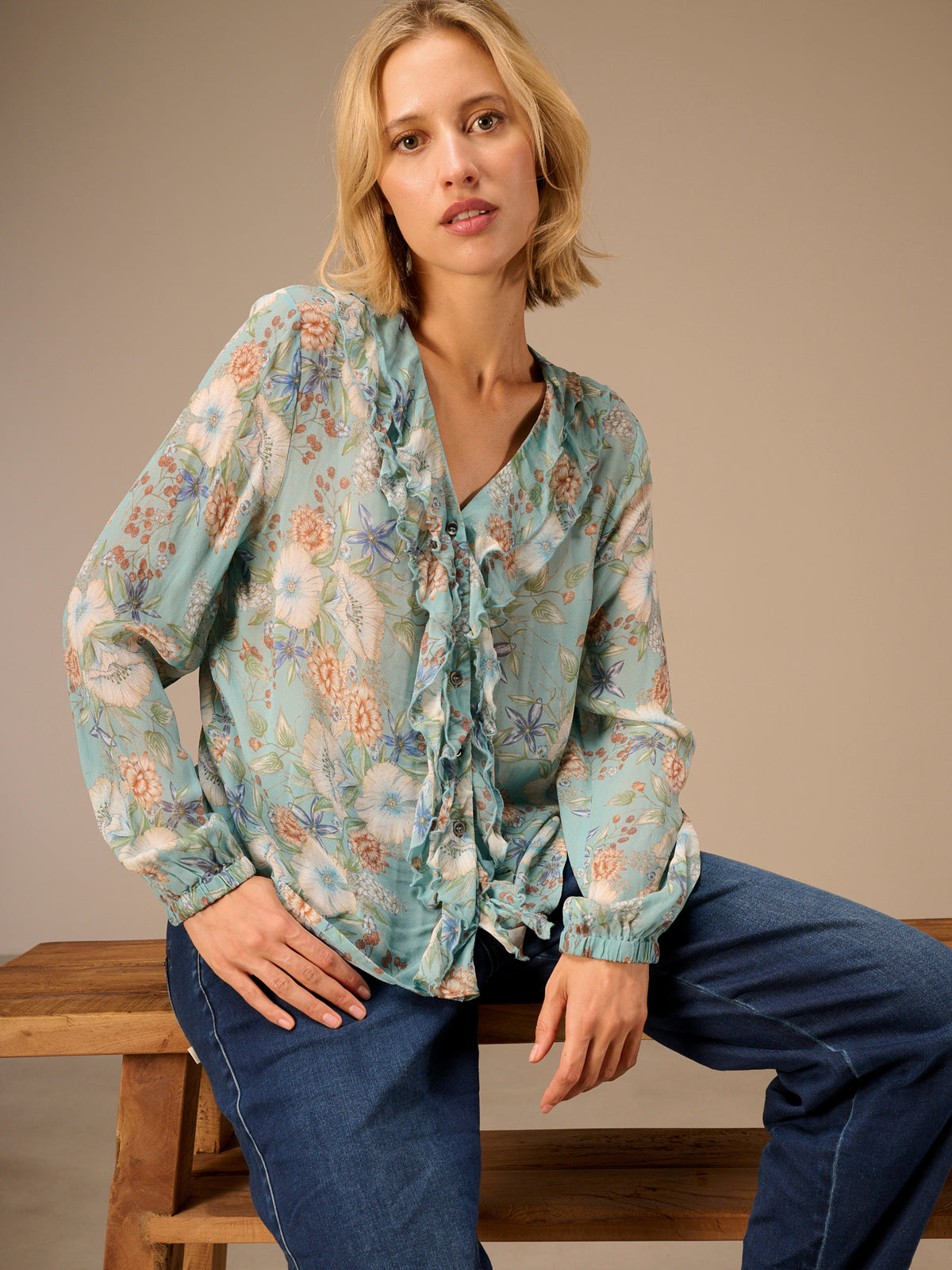 Blouse with ruffle detail