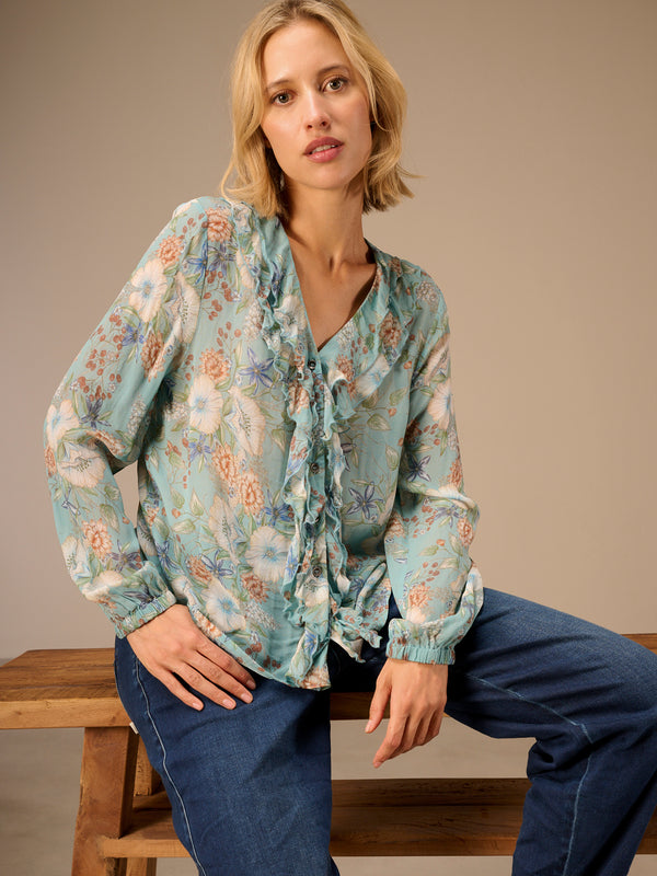 Blouse with ruffle detail