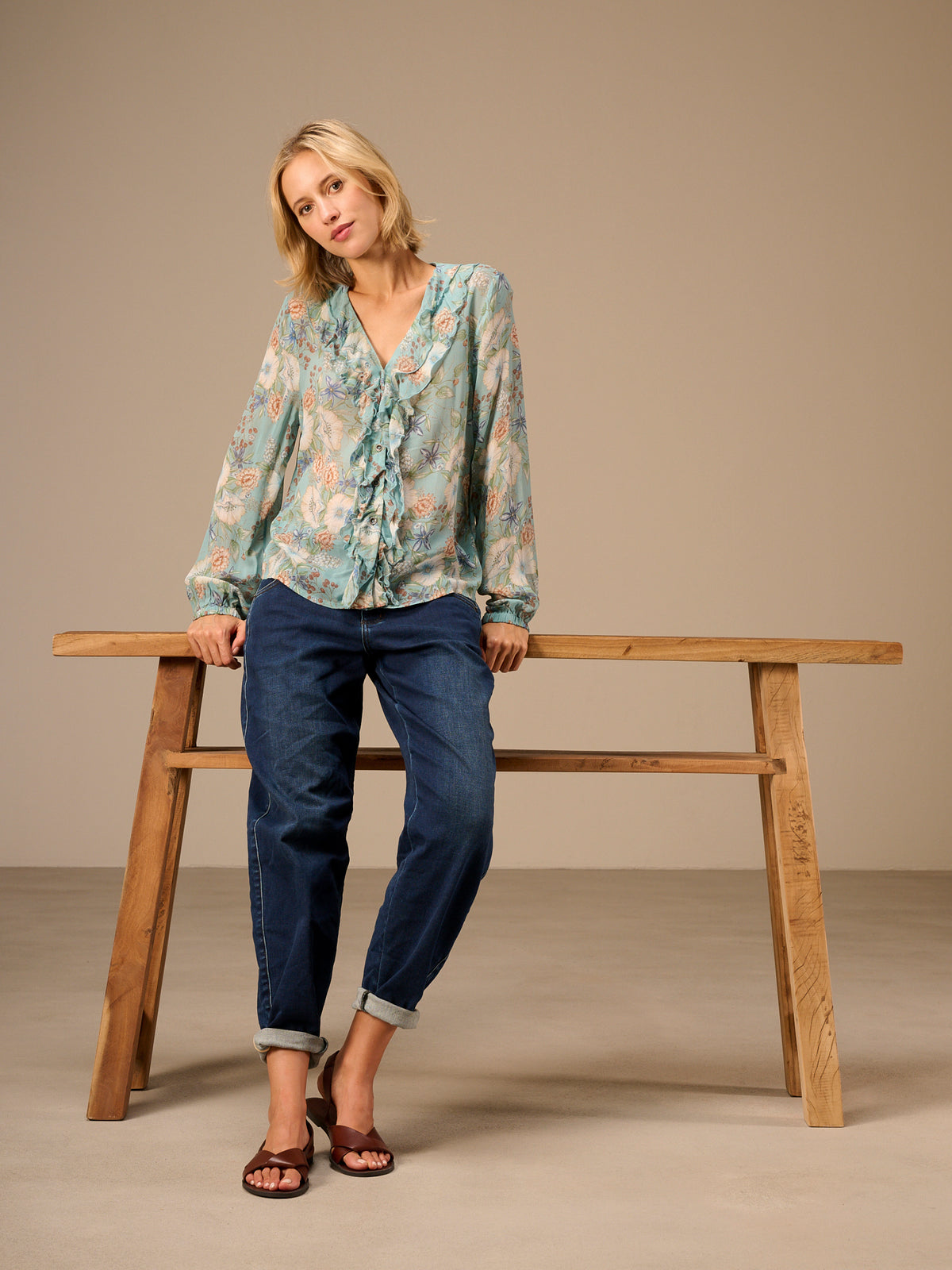 Blouse with ruffle detail