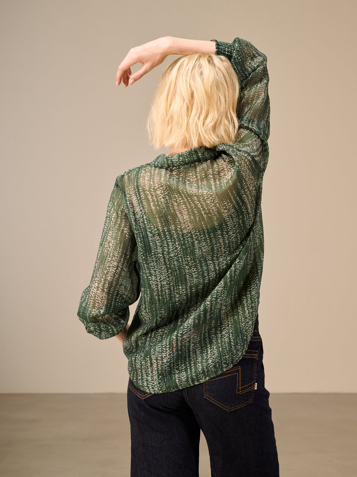 Blouse with check pattern