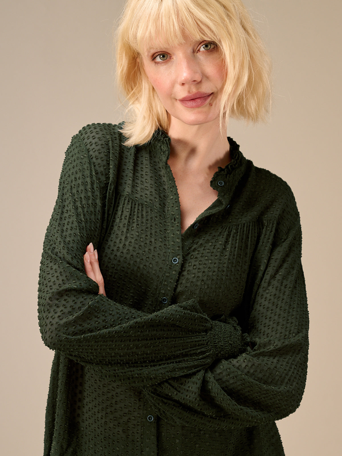 Blouse with ruffle detail