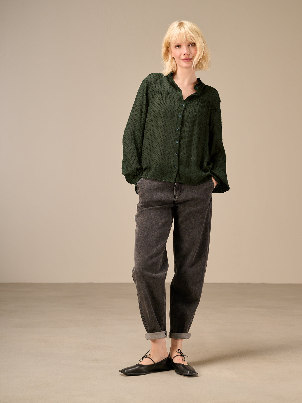 Blouse with ruffle detail