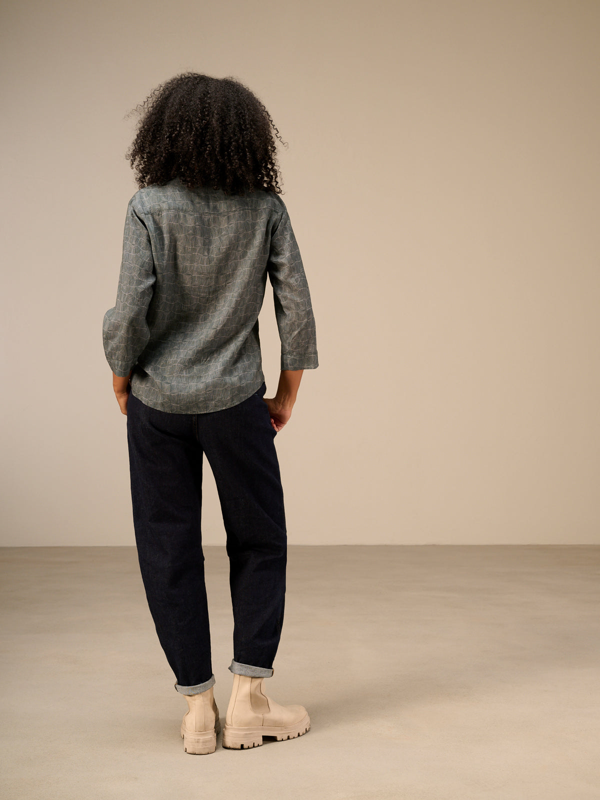 Blouse with stand-up collar