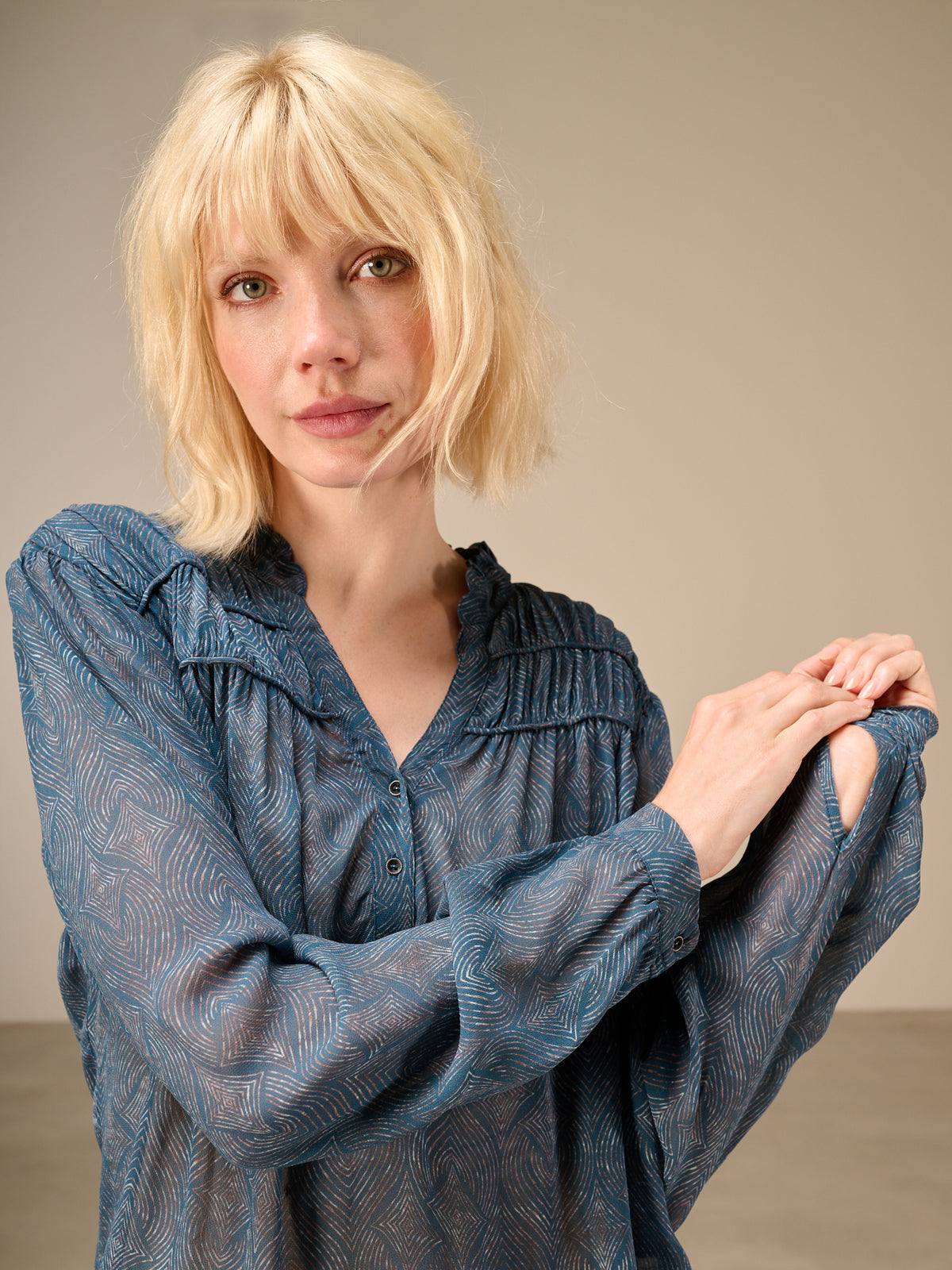 Blouse with ruffle detail