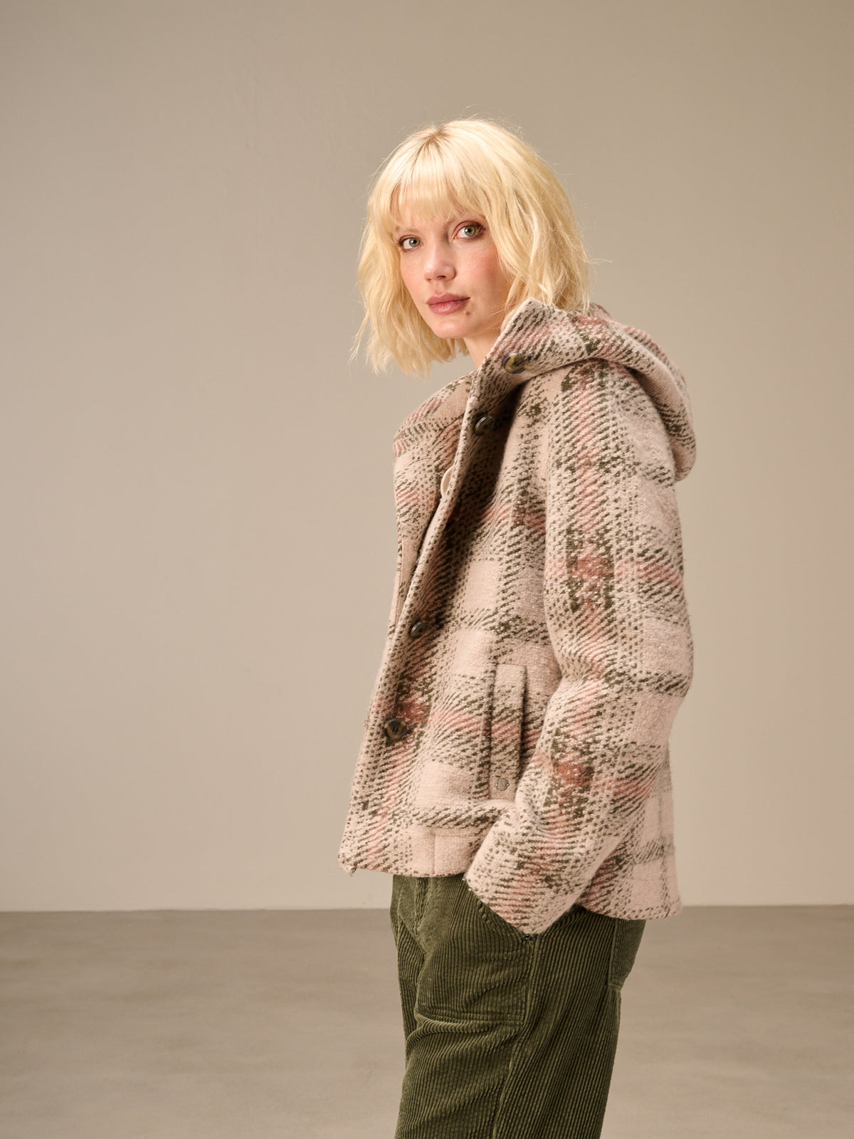 Jacket with check pattern