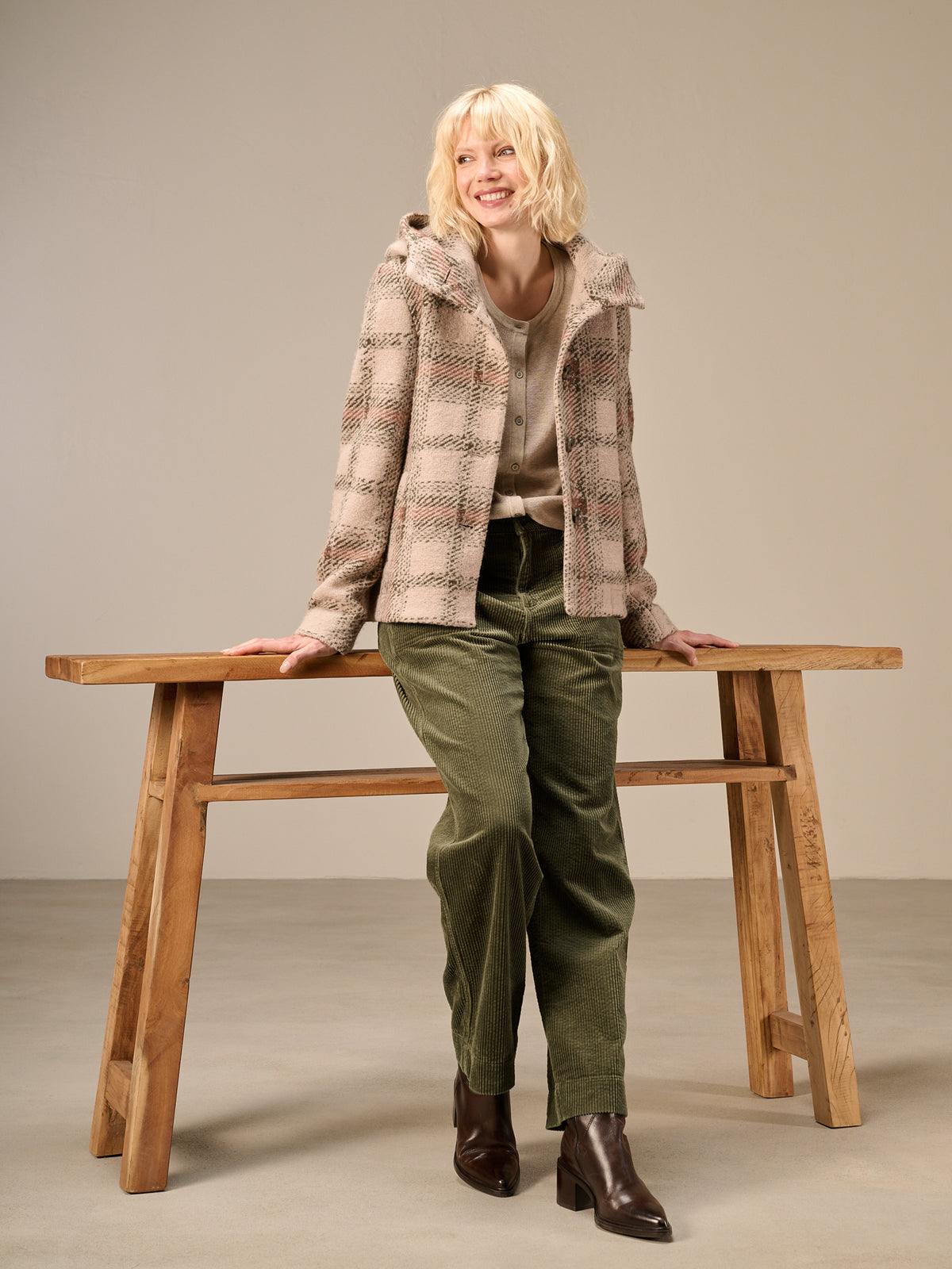 Jacket with check pattern