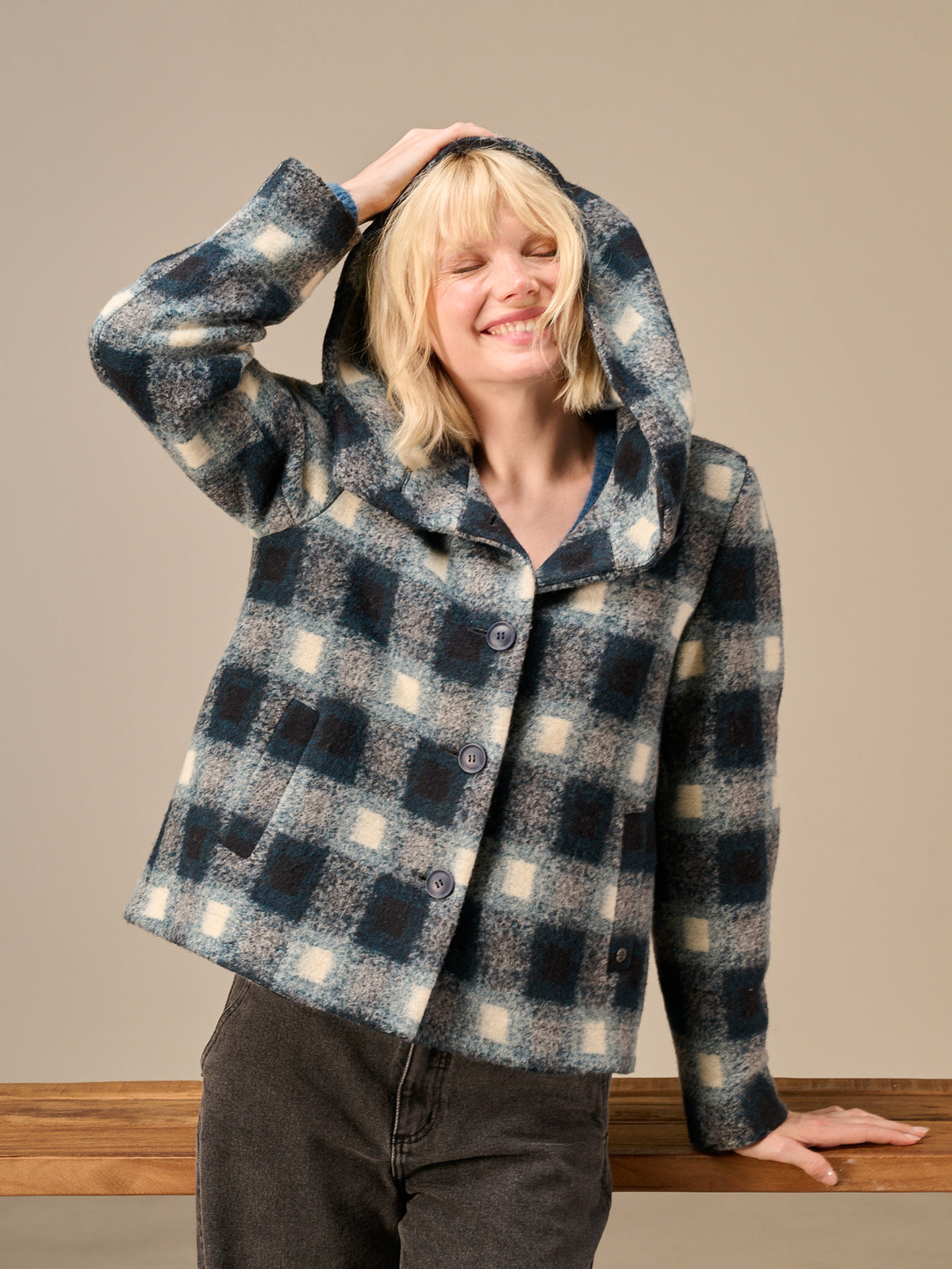 Jacket with check pattern