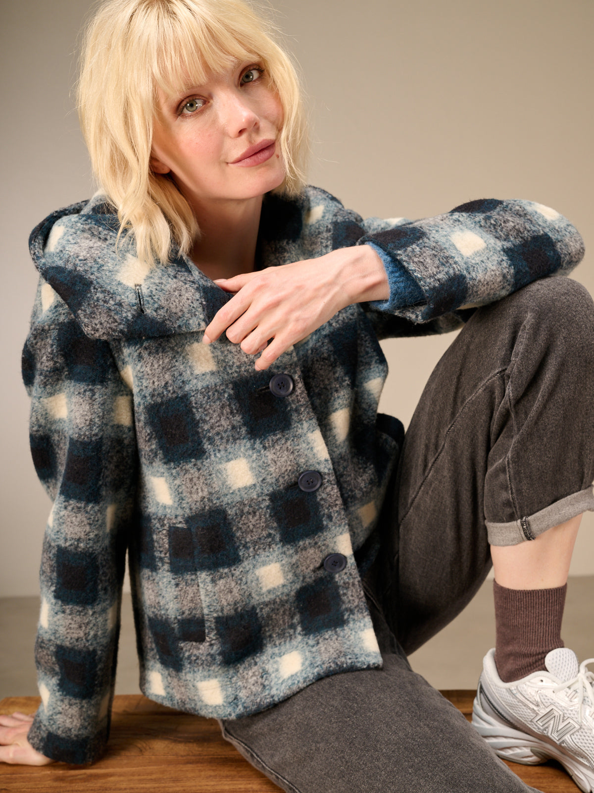 Jacket with check pattern