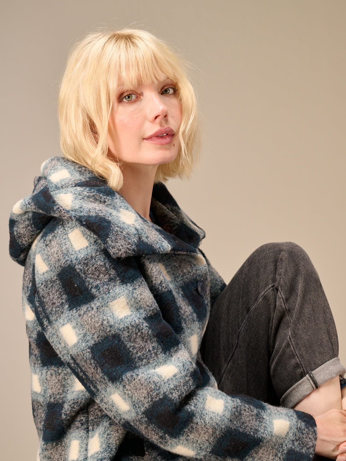 Jacket with check pattern