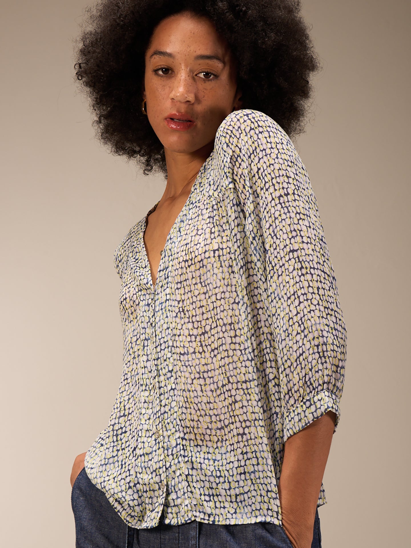 Blouse with button placket