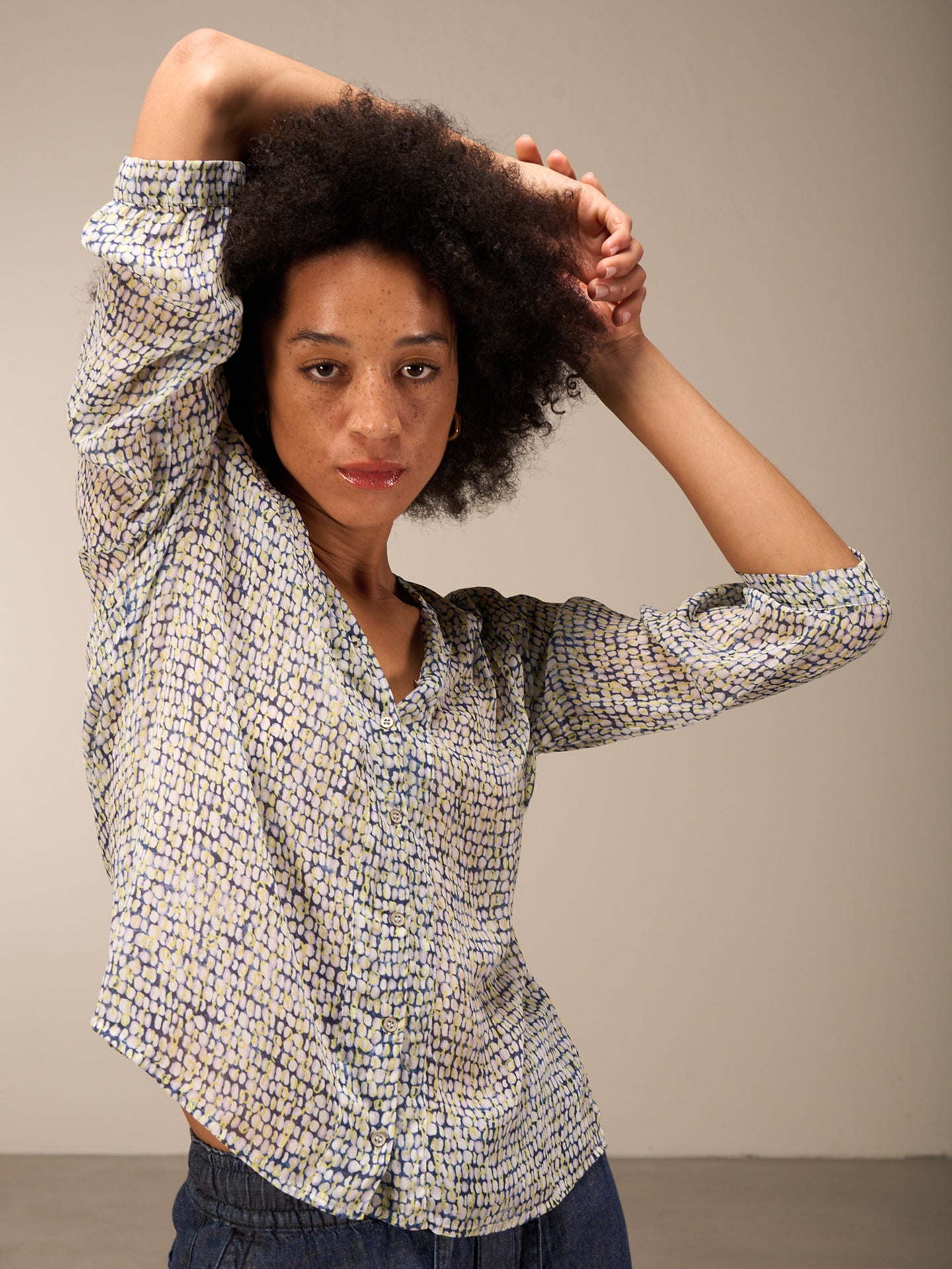 Blouse with button placket