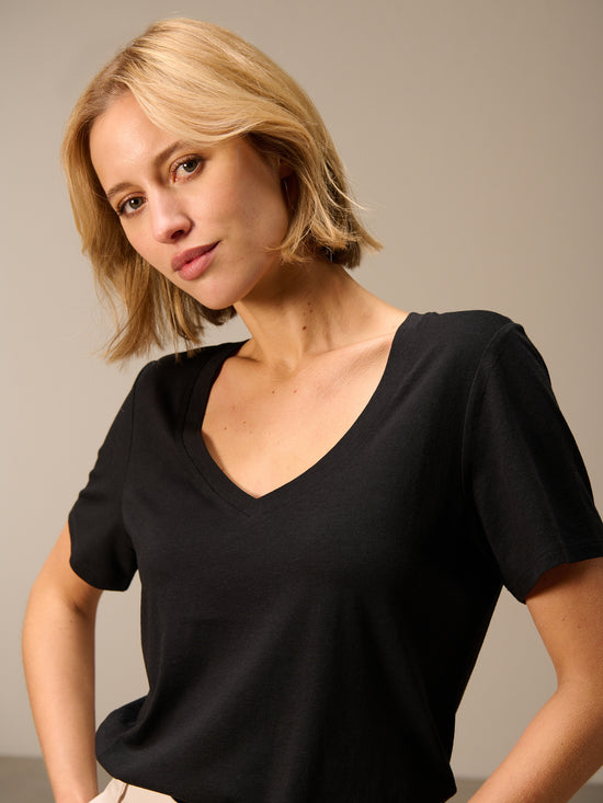 Shirt with V-neck