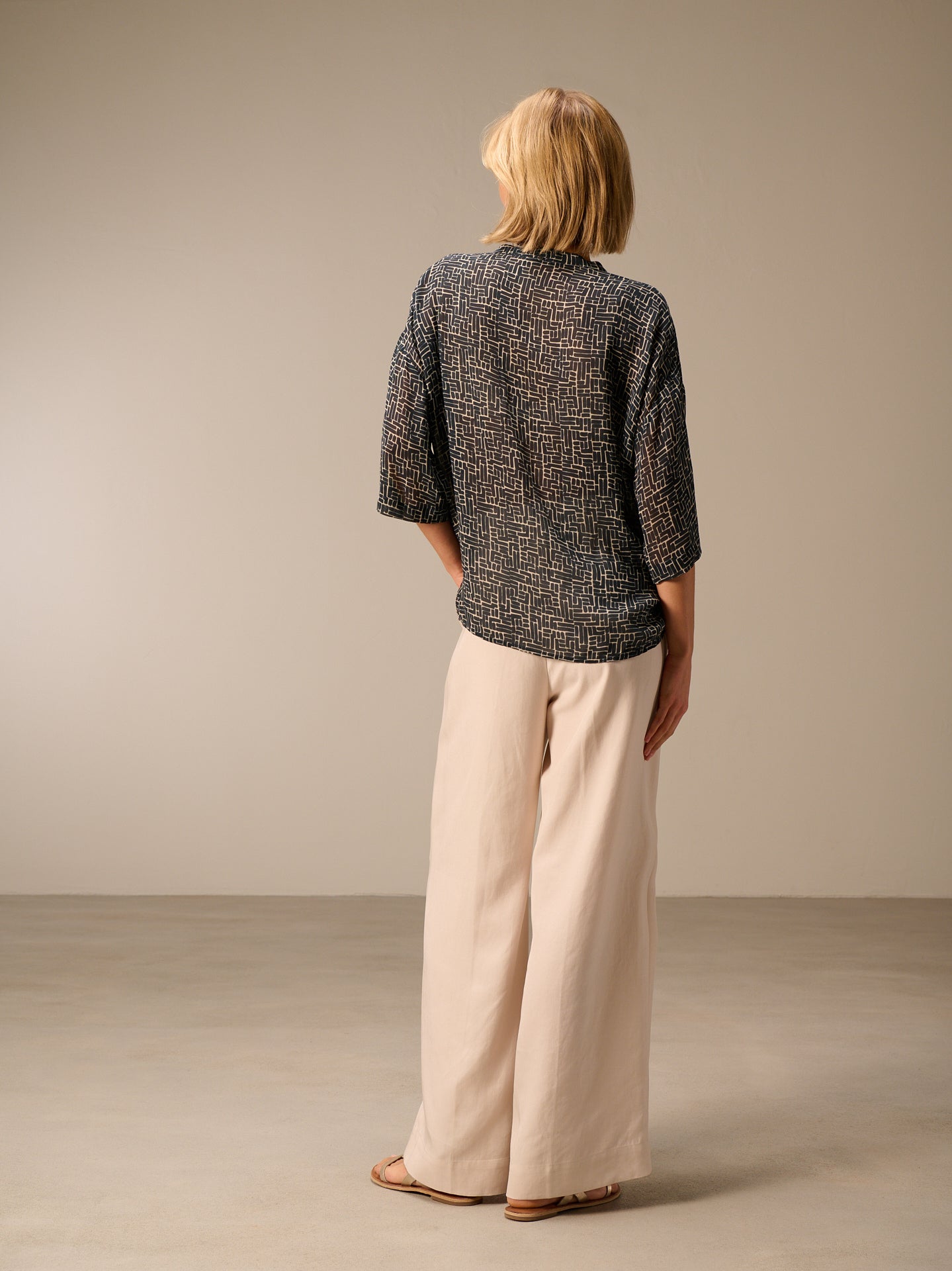 Blouse with stand-up collar
