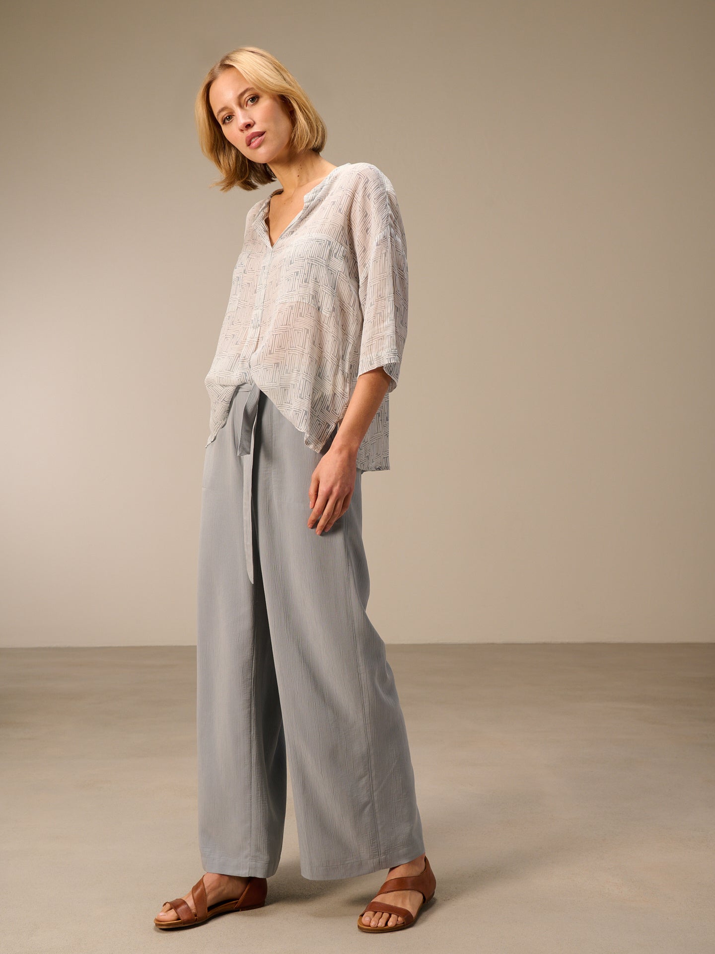 Blouse with stand-up collar