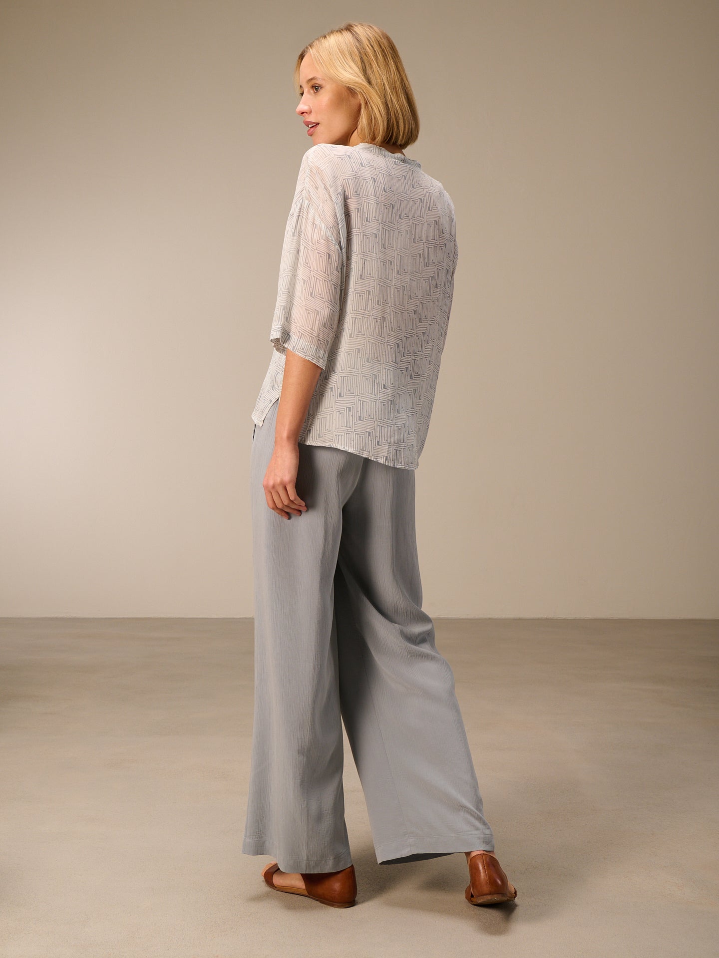 Blouse with stand-up collar