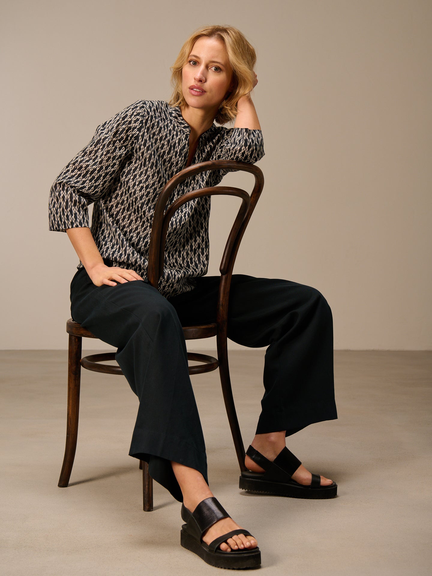 Blouse with stand-up collar