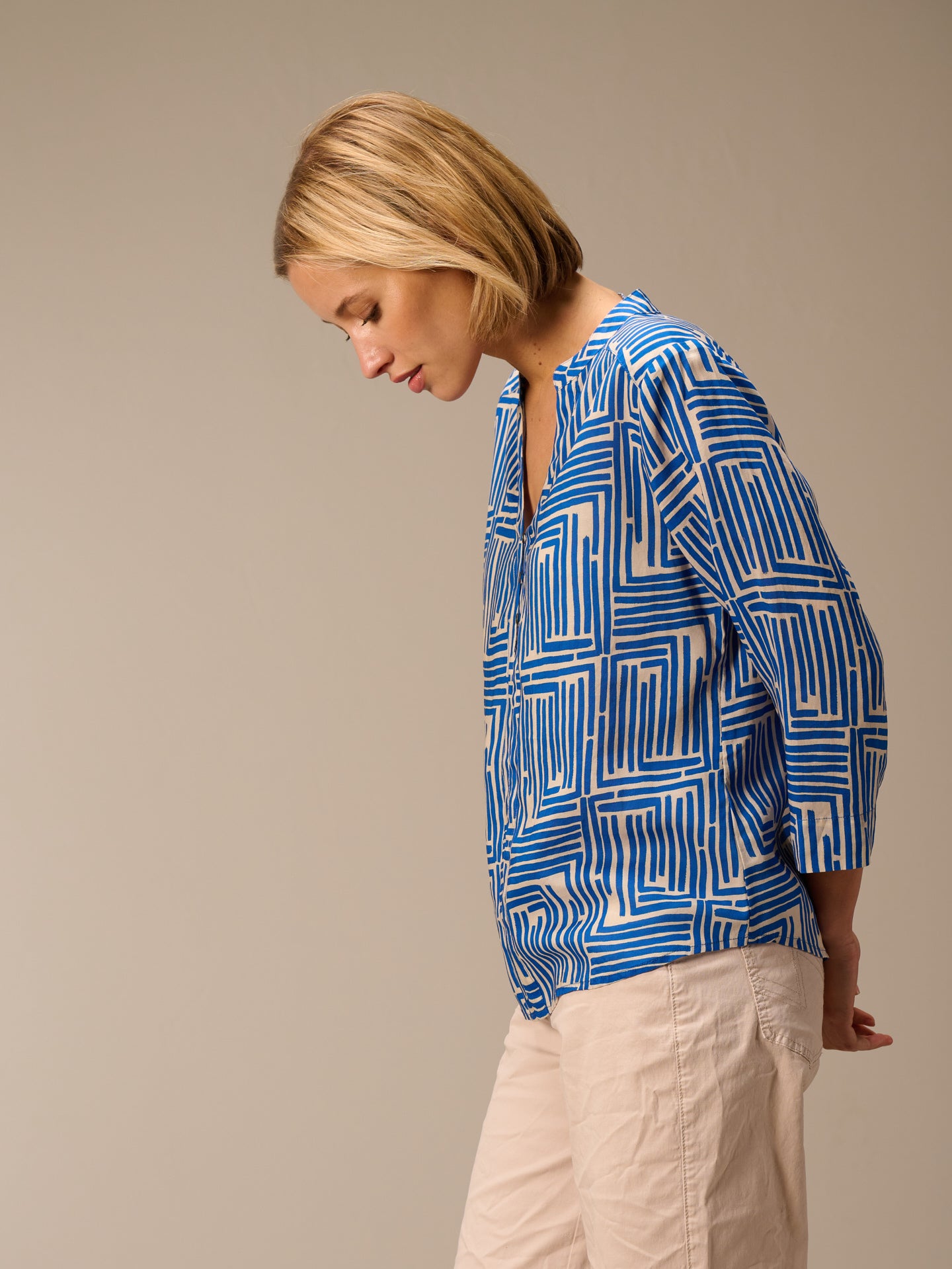 Blouse with stand-up collar