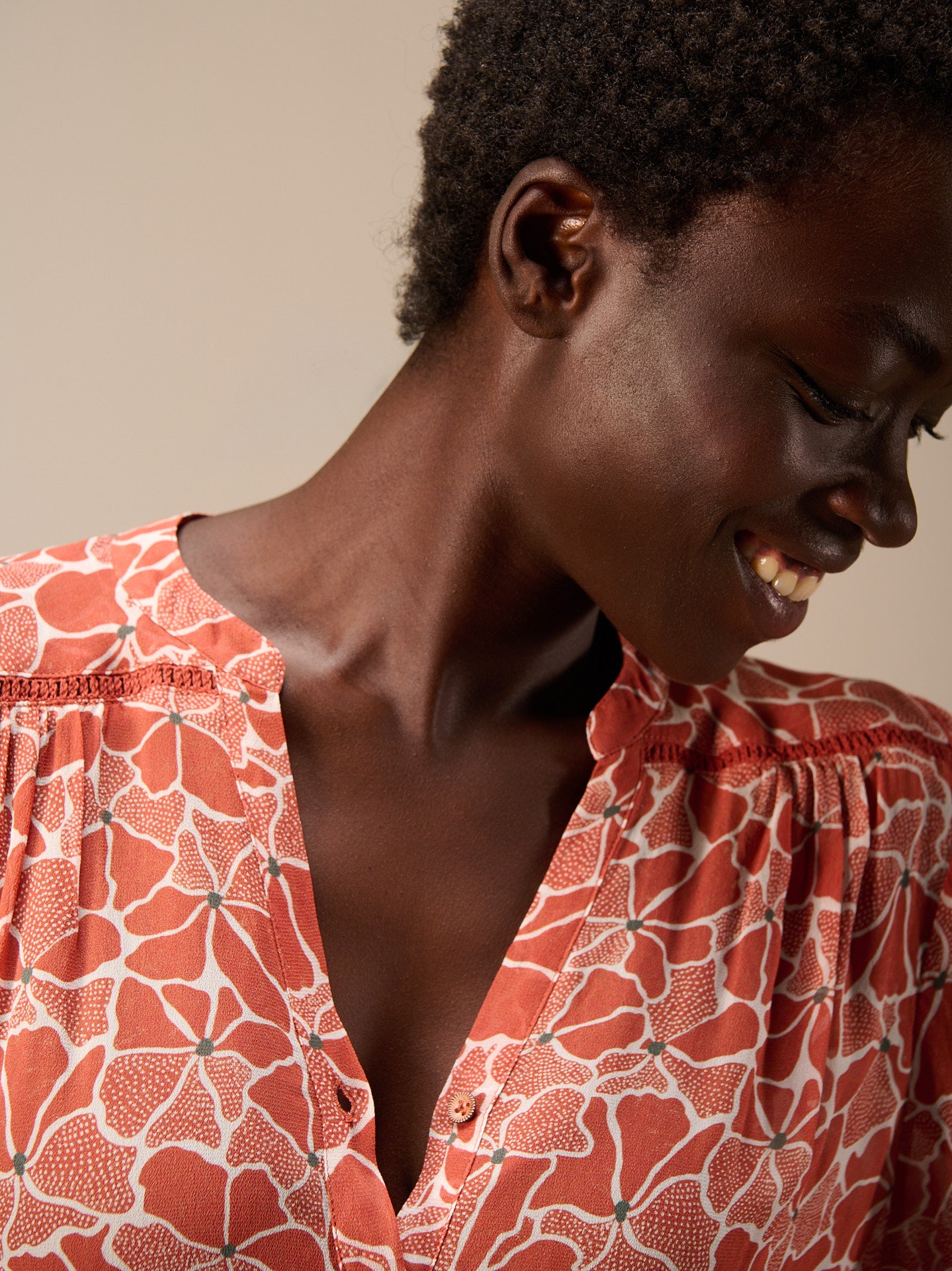Blouse with button placket