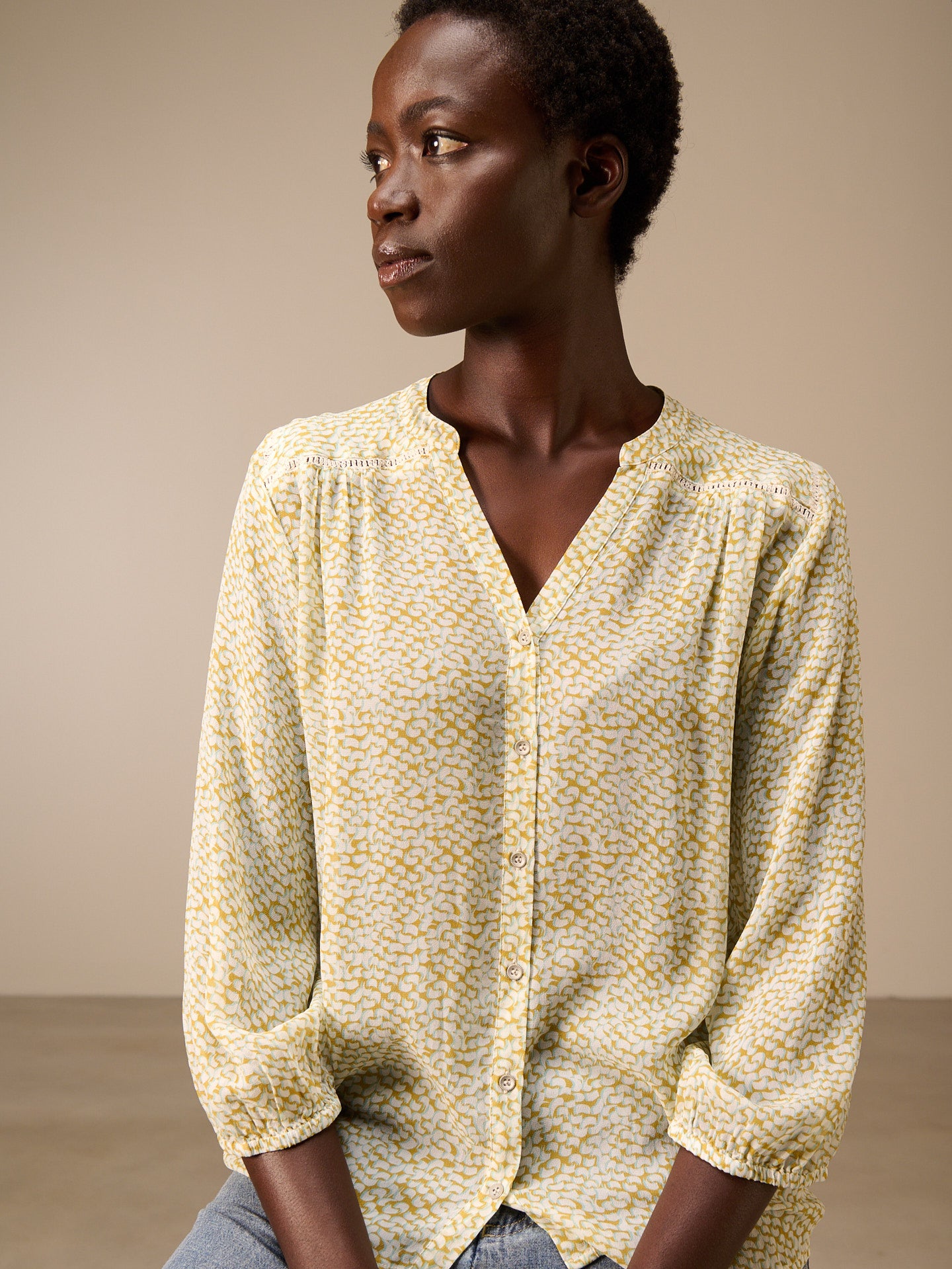 Blouse with button placket