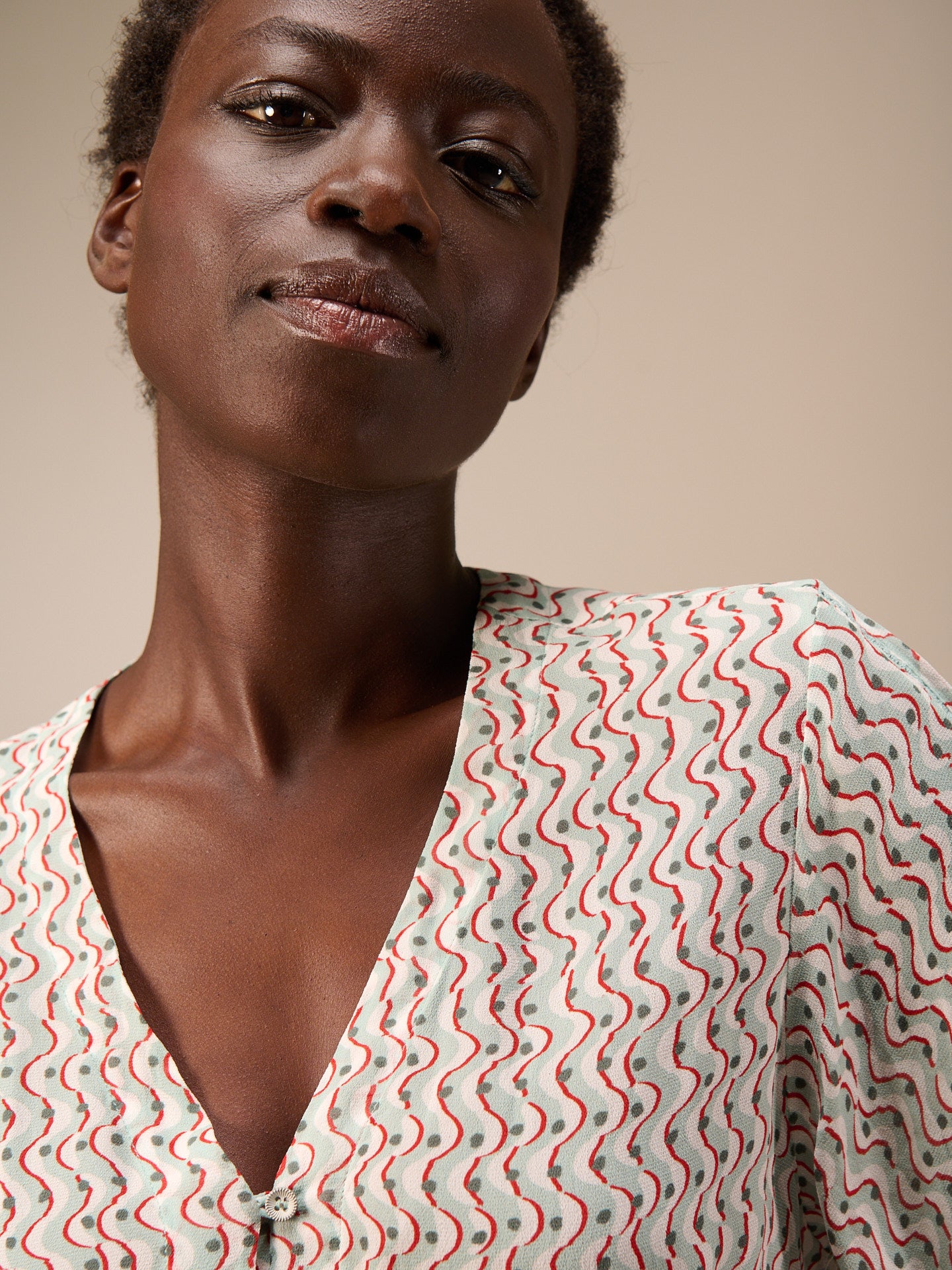 Blouse with lace insert