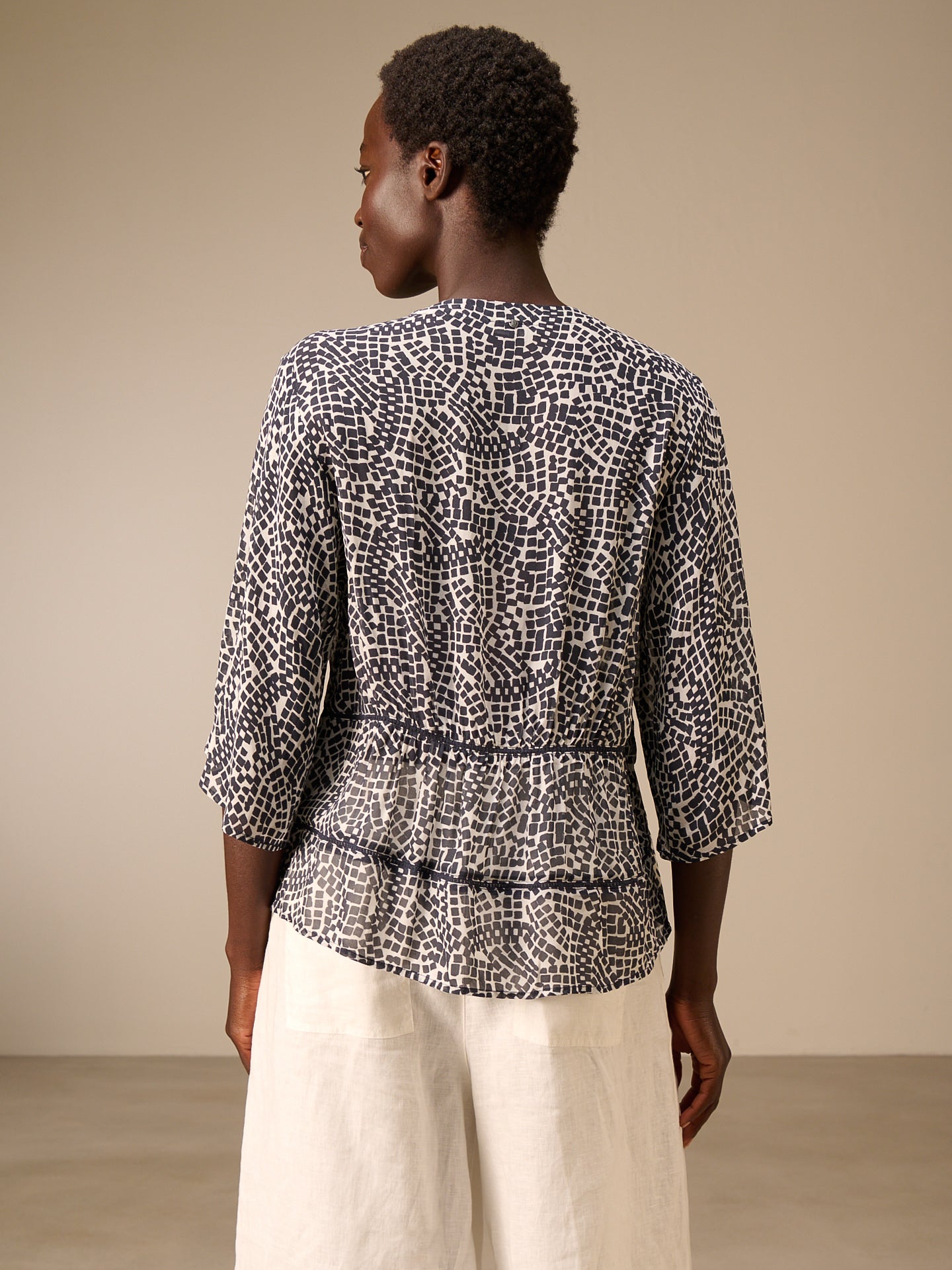 Blouse with lace insert