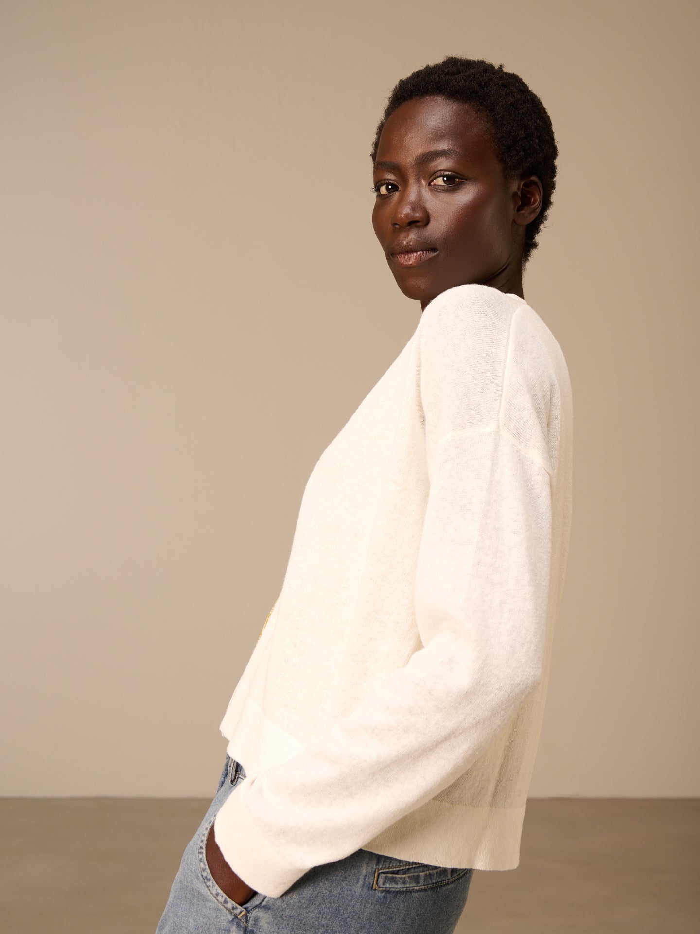 Cardigan with linen