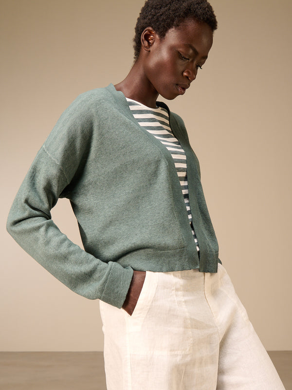 Cardigan with linen