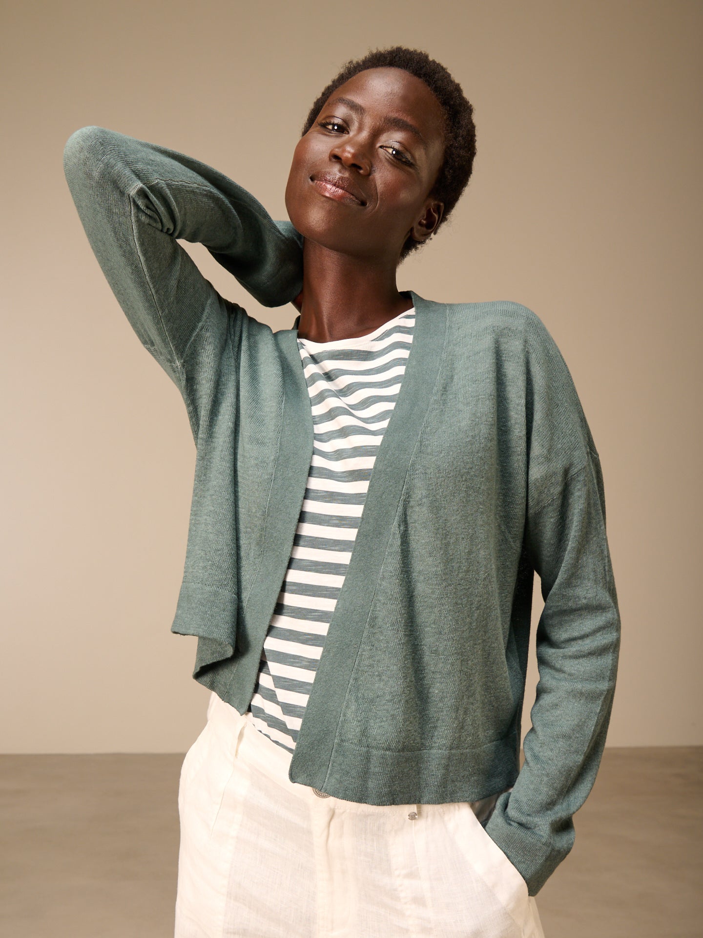 Cardigan with linen