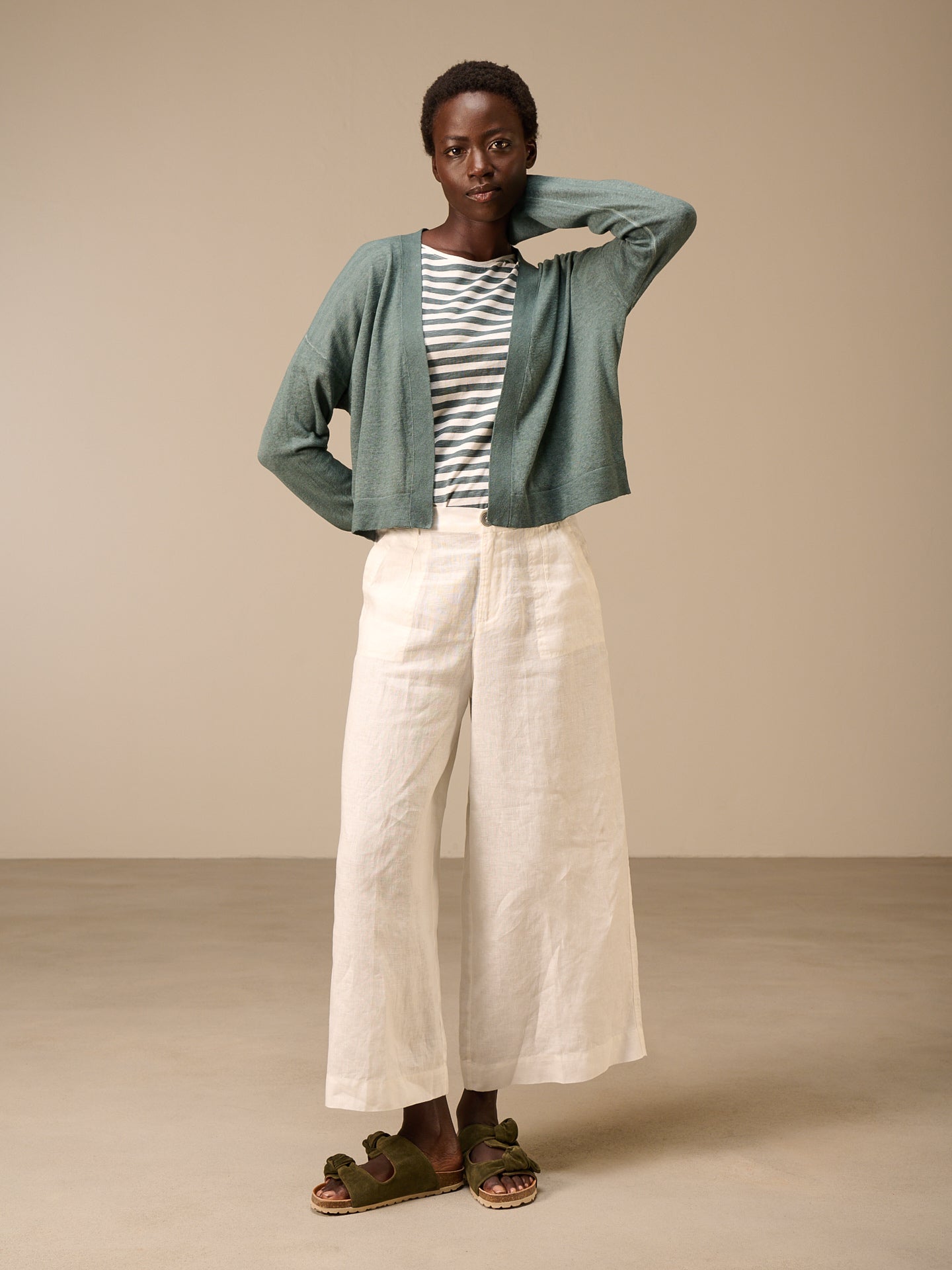 Cardigan with linen