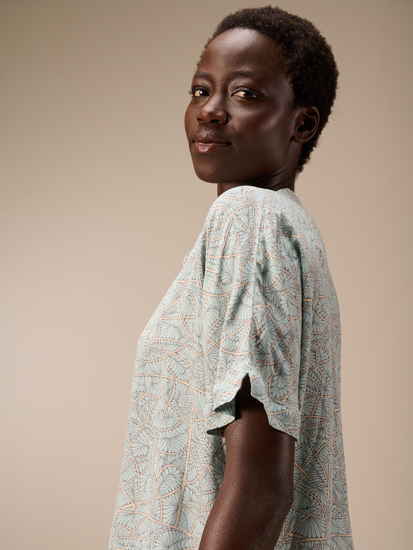Blouse with stand-up collar