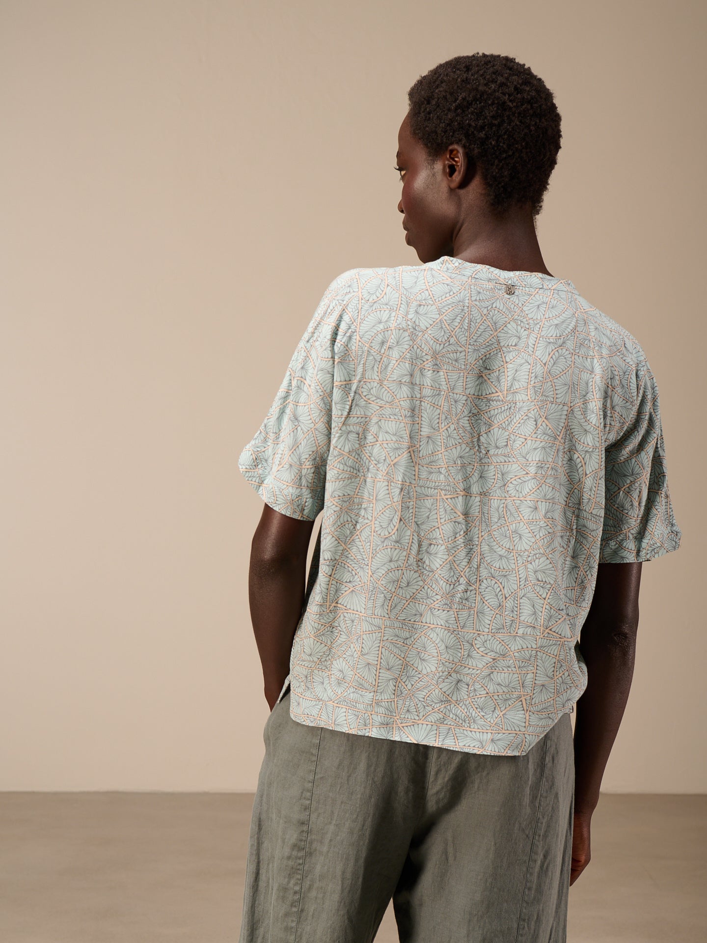 Blouse with stand-up collar